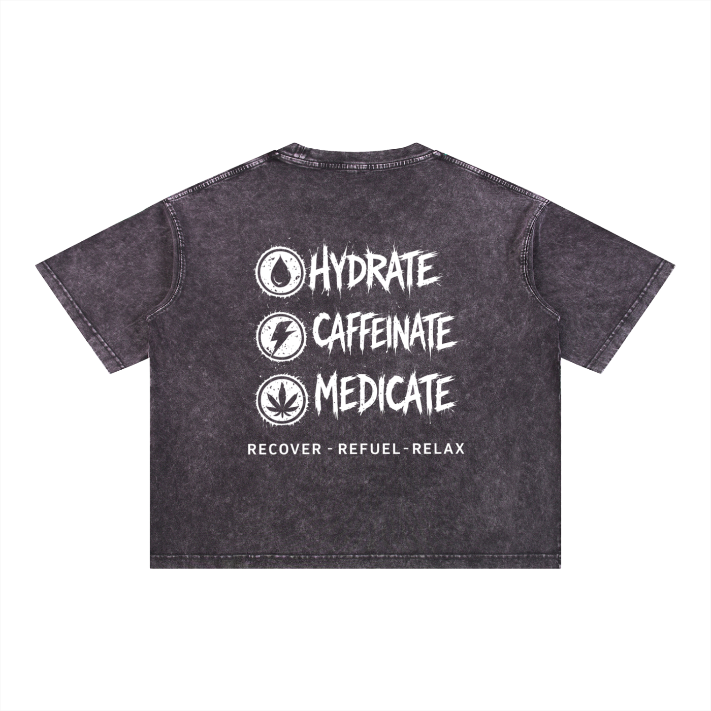 Mineral Wash Boxy Cotton T-Shirt | Hydrate, Caffeinate, Medicate