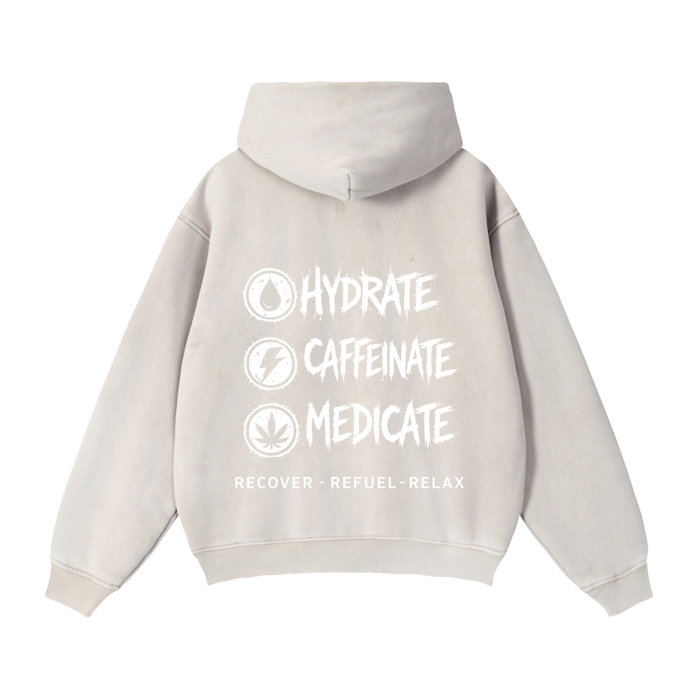 Zip-Through Boxy Fleece Hoodie | Hydrate, Caffeinate, Medicate