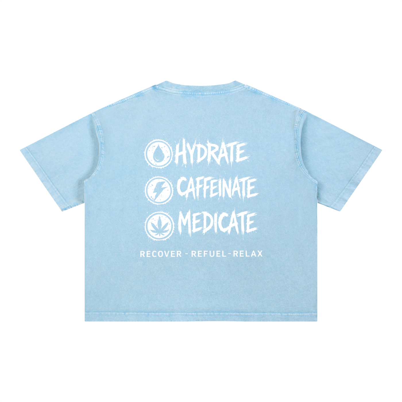 Mineral Wash Boxy Cotton T-Shirt | Hydrate, Caffeinate, Medicate