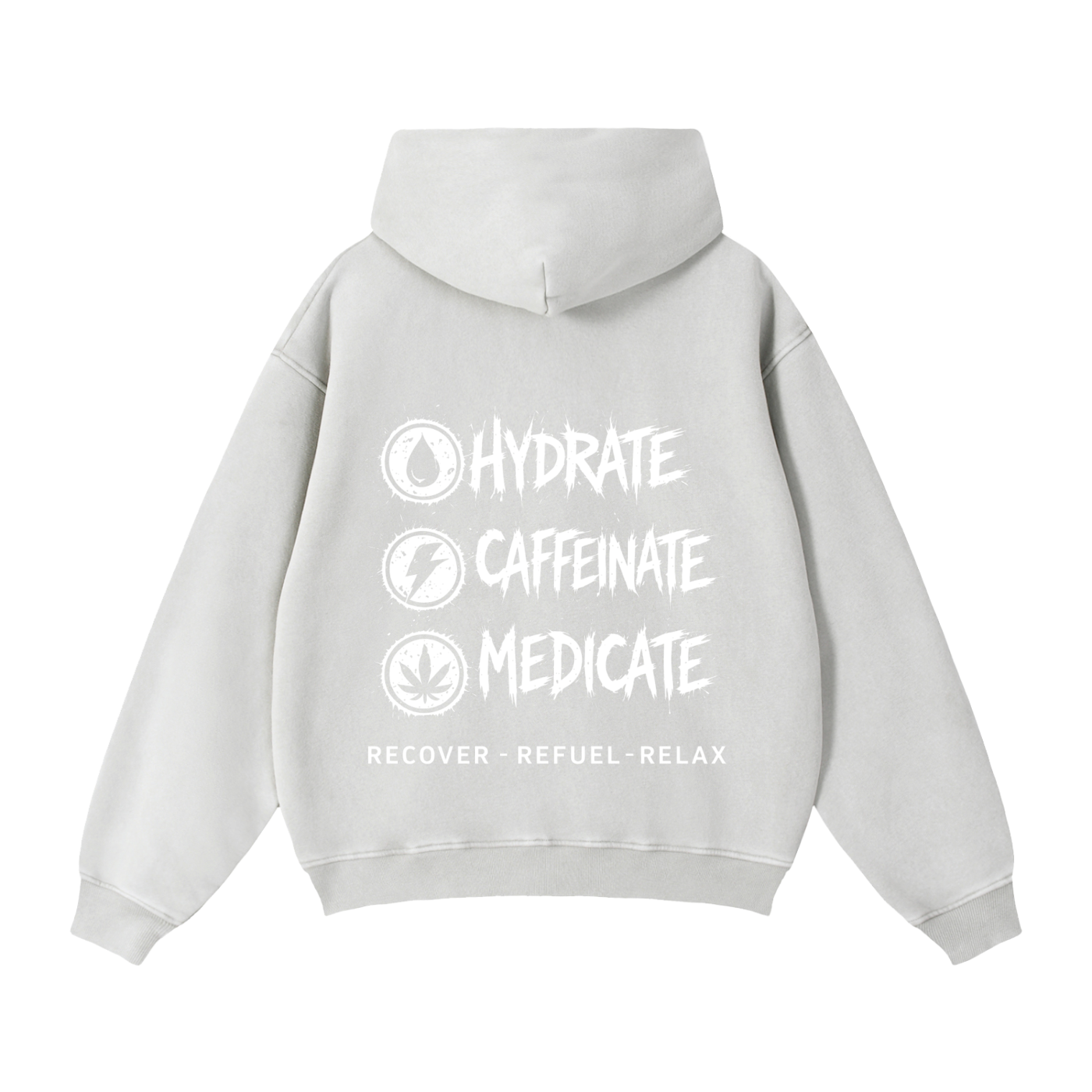 Zip-Through Boxy Fleece Hoodie | Hydrate, Caffeinate, Medicate