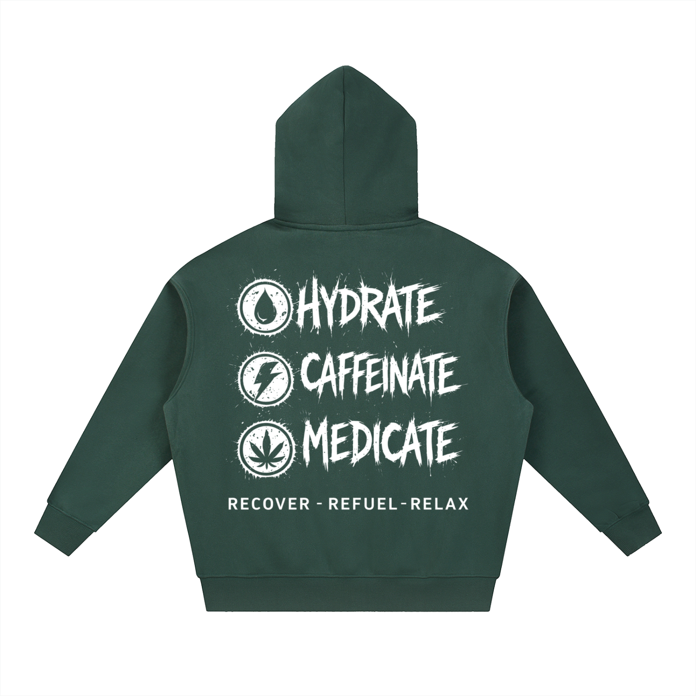 Essential Oversized Fleece Boxy Hoodie | Hydrate, Caffeinate, Medicate