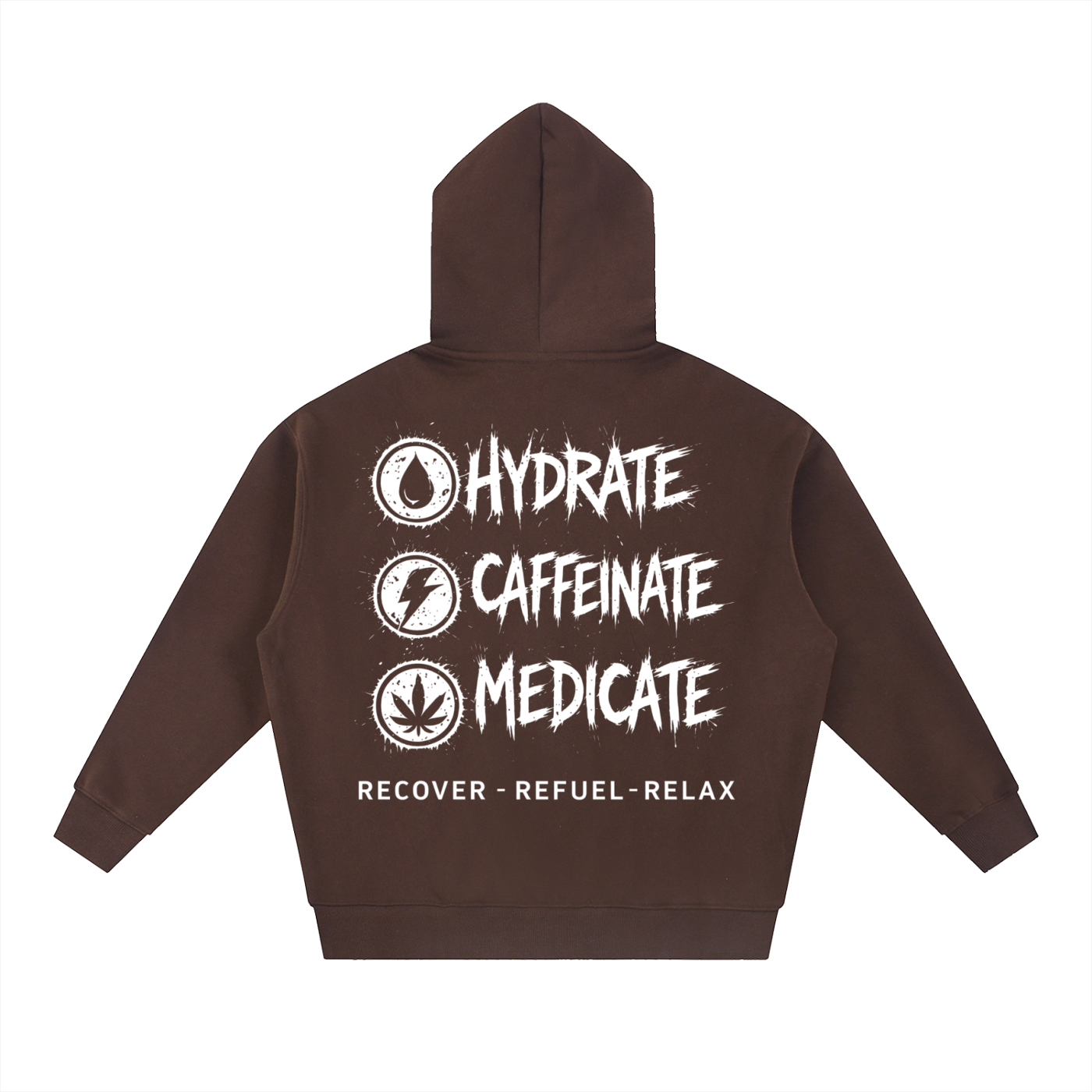 Essential Oversized Fleece Boxy Hoodie | Hydrate, Caffeinate, Medicate