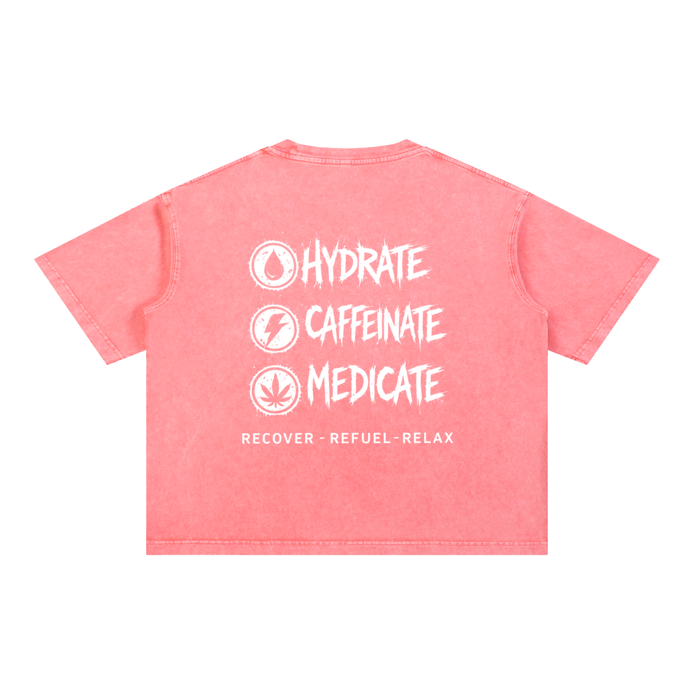 Mineral Wash Boxy Cotton T-Shirt | Hydrate, Caffeinate, Medicate