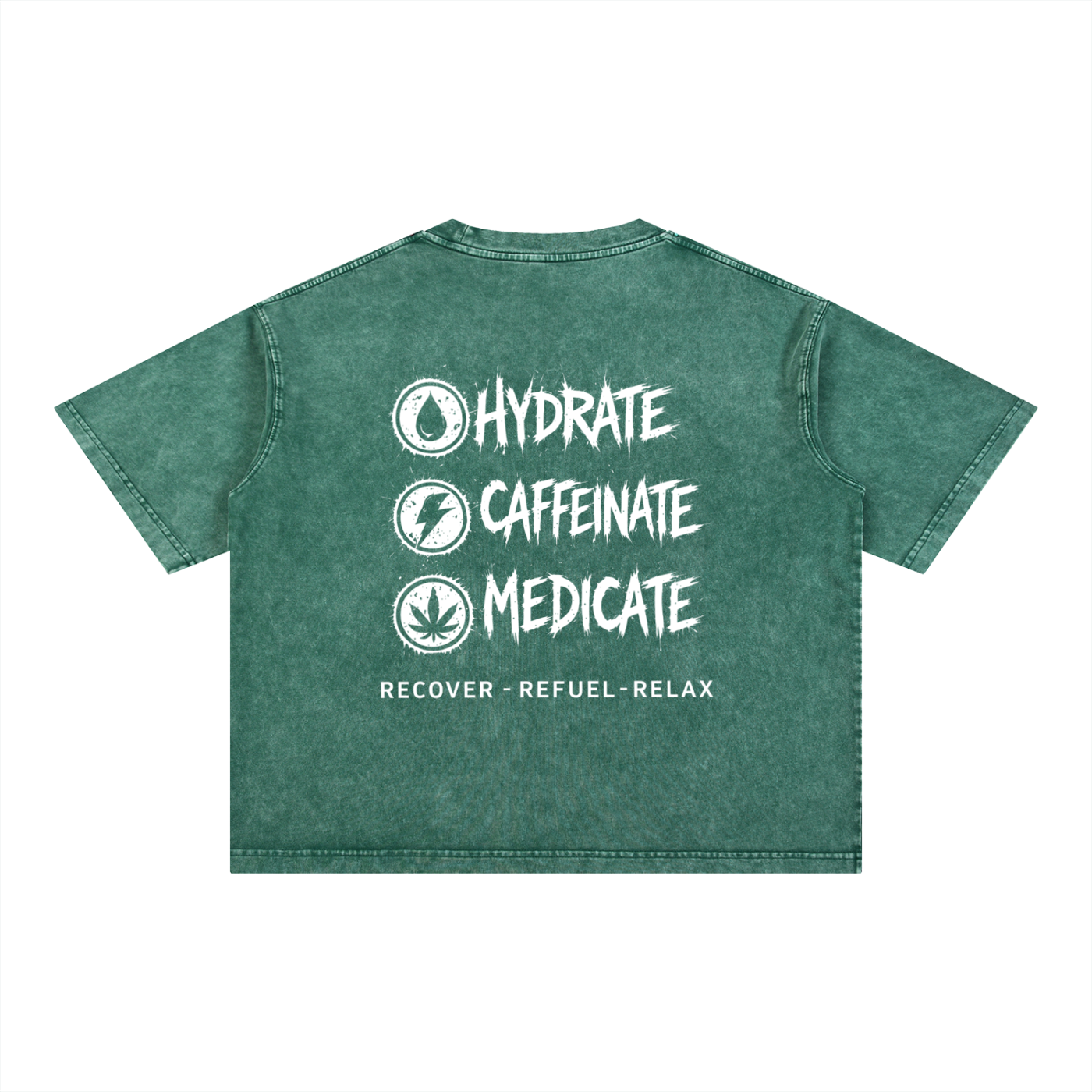 Mineral Wash Boxy Cotton T-Shirt | Hydrate, Caffeinate, Medicate