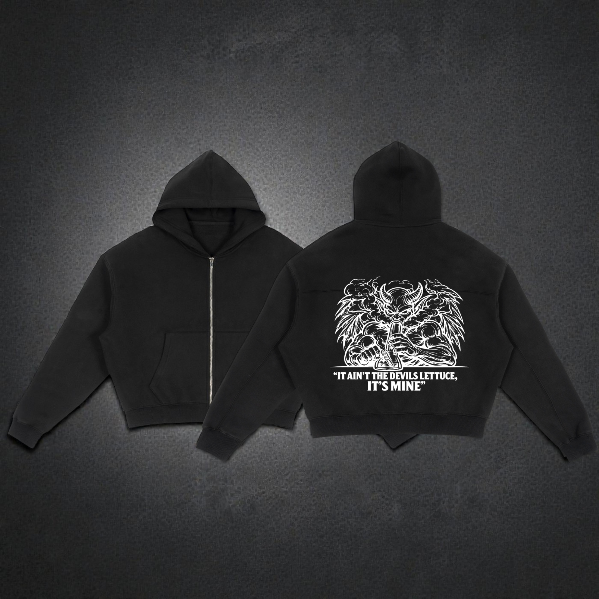 Fleece Zip-Up Boxy Hoodie | Devils Lettuce