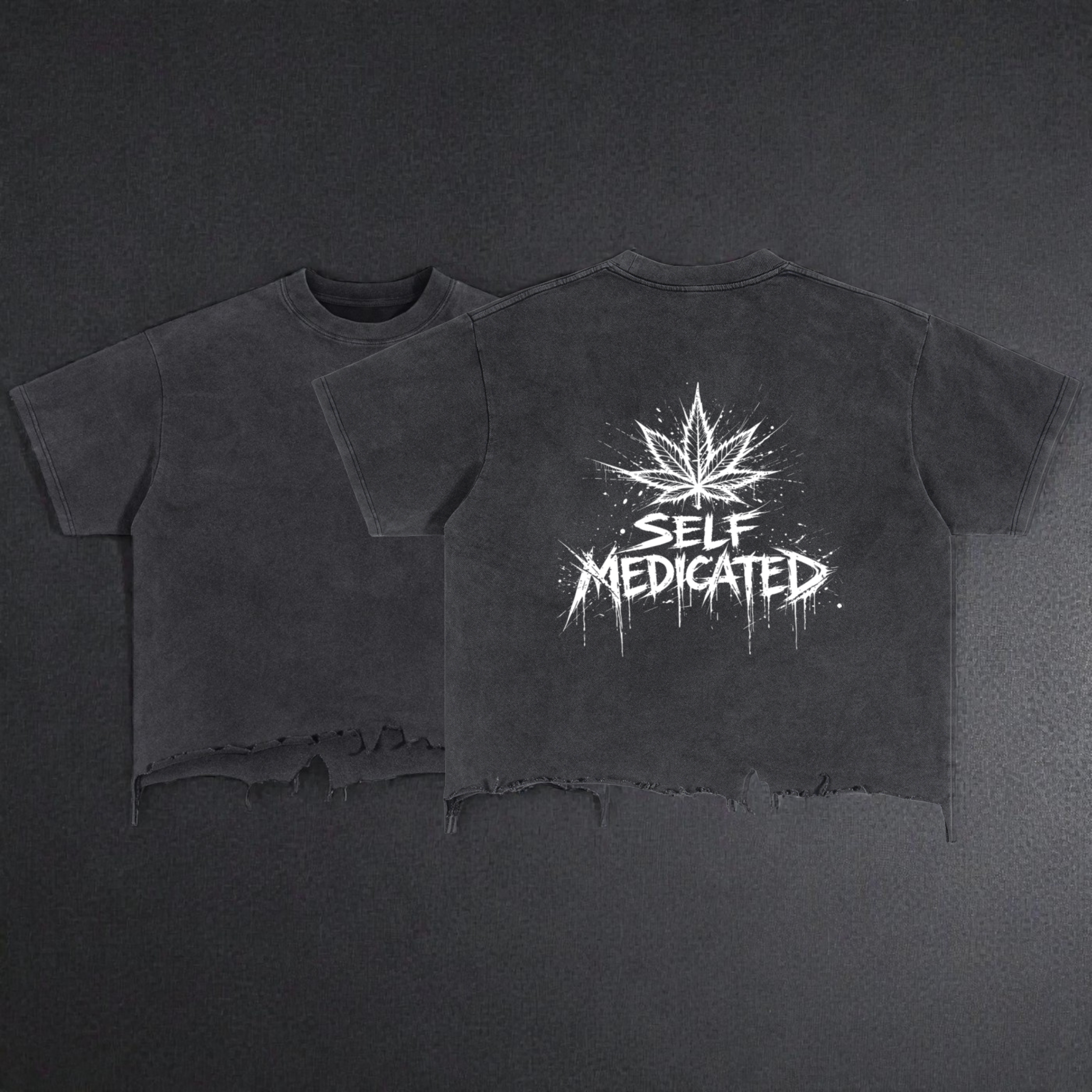 Vintage Wash Boxy Distressed Hem T-Shirt | Self Medicated