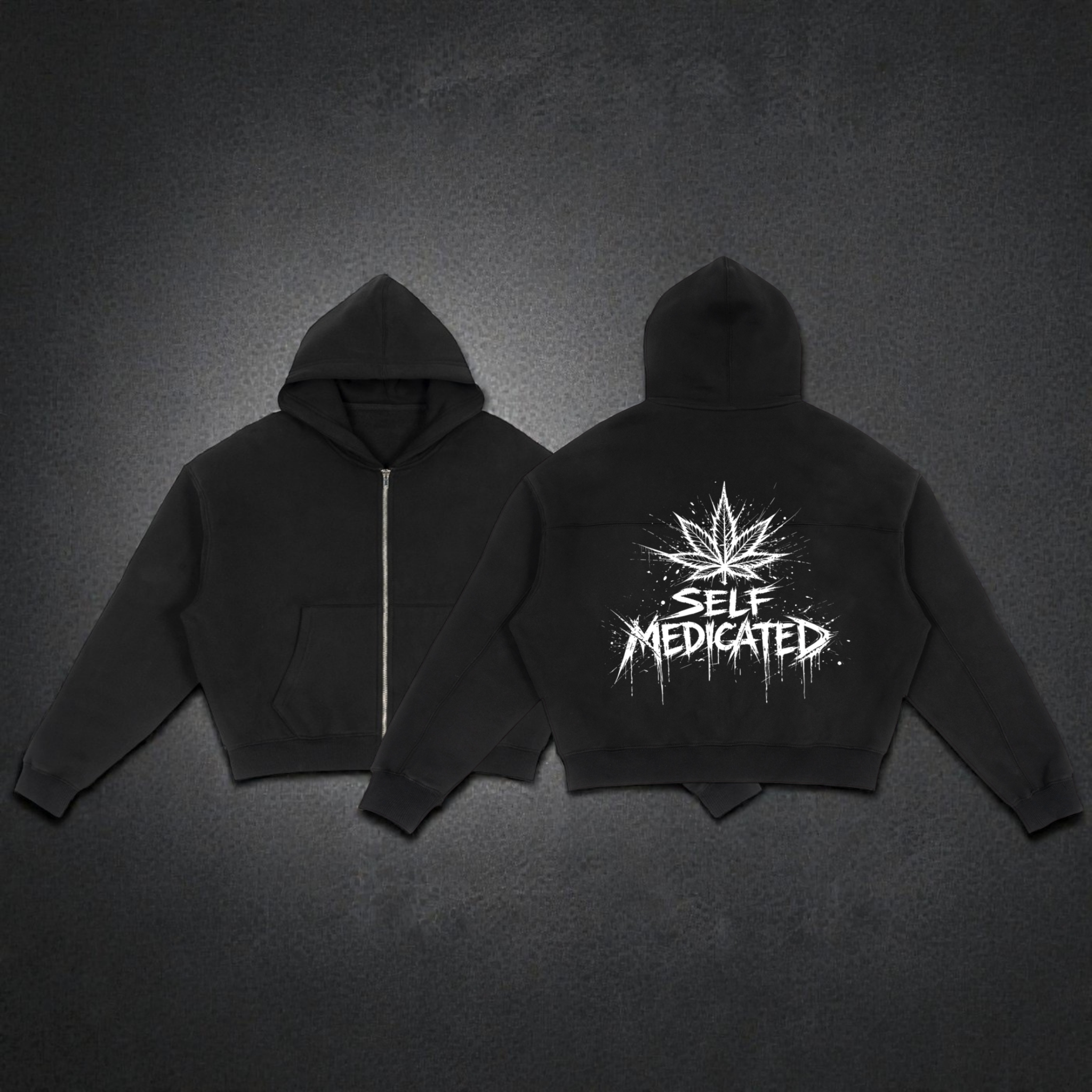 Fleece Zip-Up Boxy Hoodie | Self Medicated