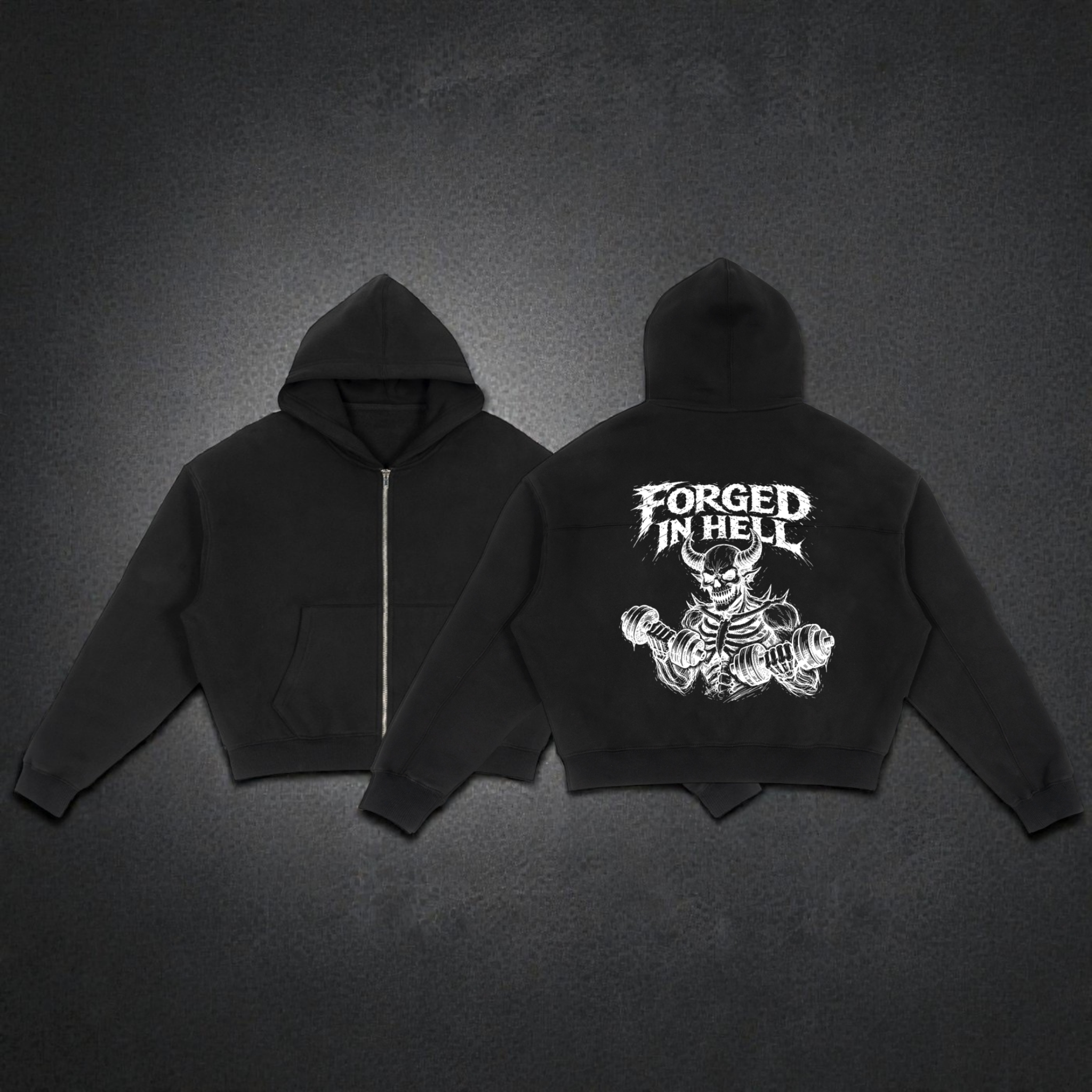 Fleece Zip-Up Boxy Hoodie | Forged In Hell
