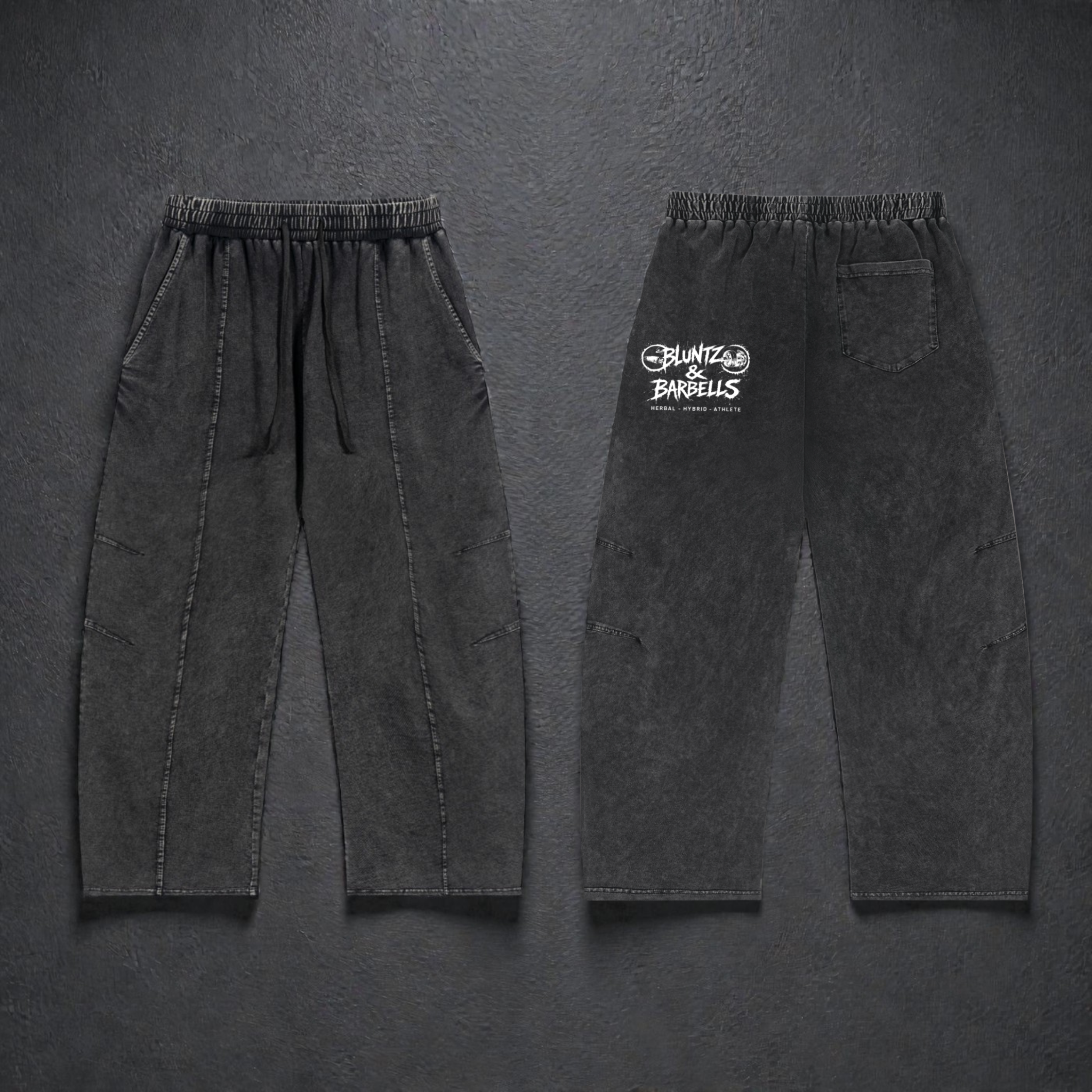 Snow Wash Drawstring Cotton Pants | Bluntz & Barbells