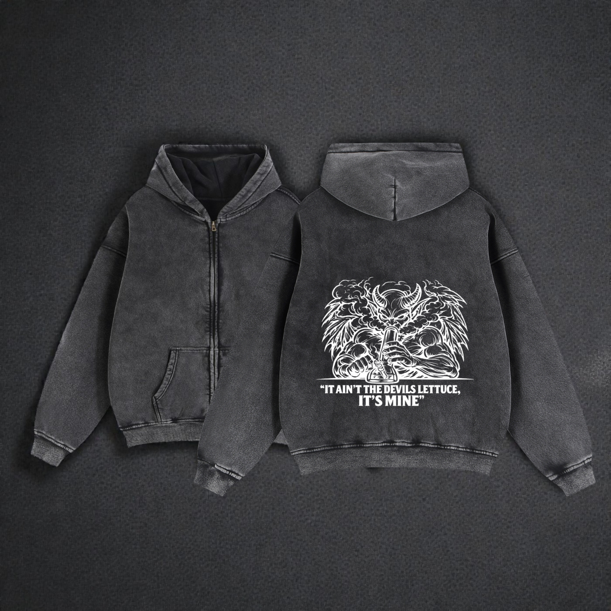 Zip-Through Boxy Fleece Hoodie | Devils Lettuce