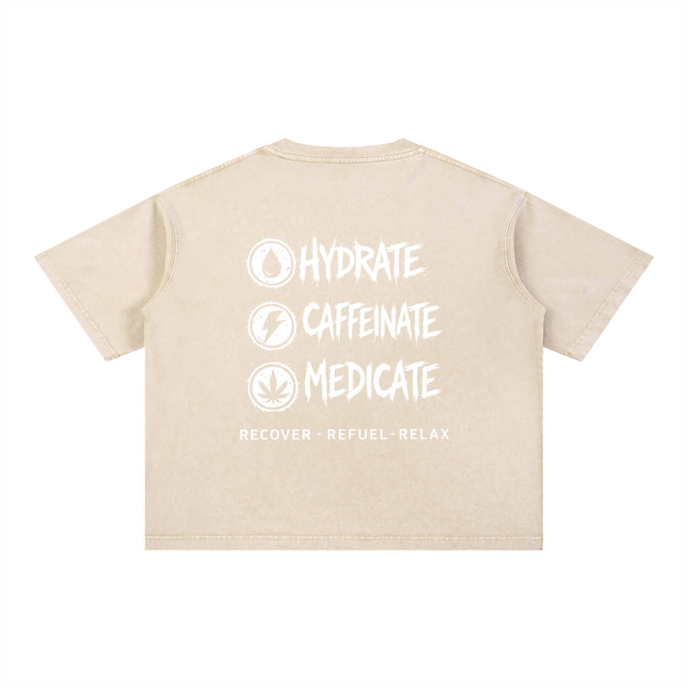 Mineral Wash Boxy Cotton T-Shirt | Hydrate, Caffeinate, Medicate