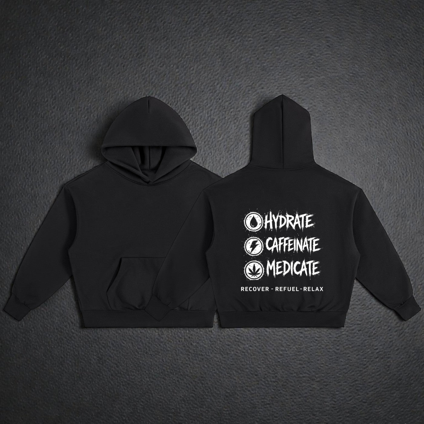 Essential Heavyweight Fleece Hoodie | Hydrate, Caffeinate, Medicate