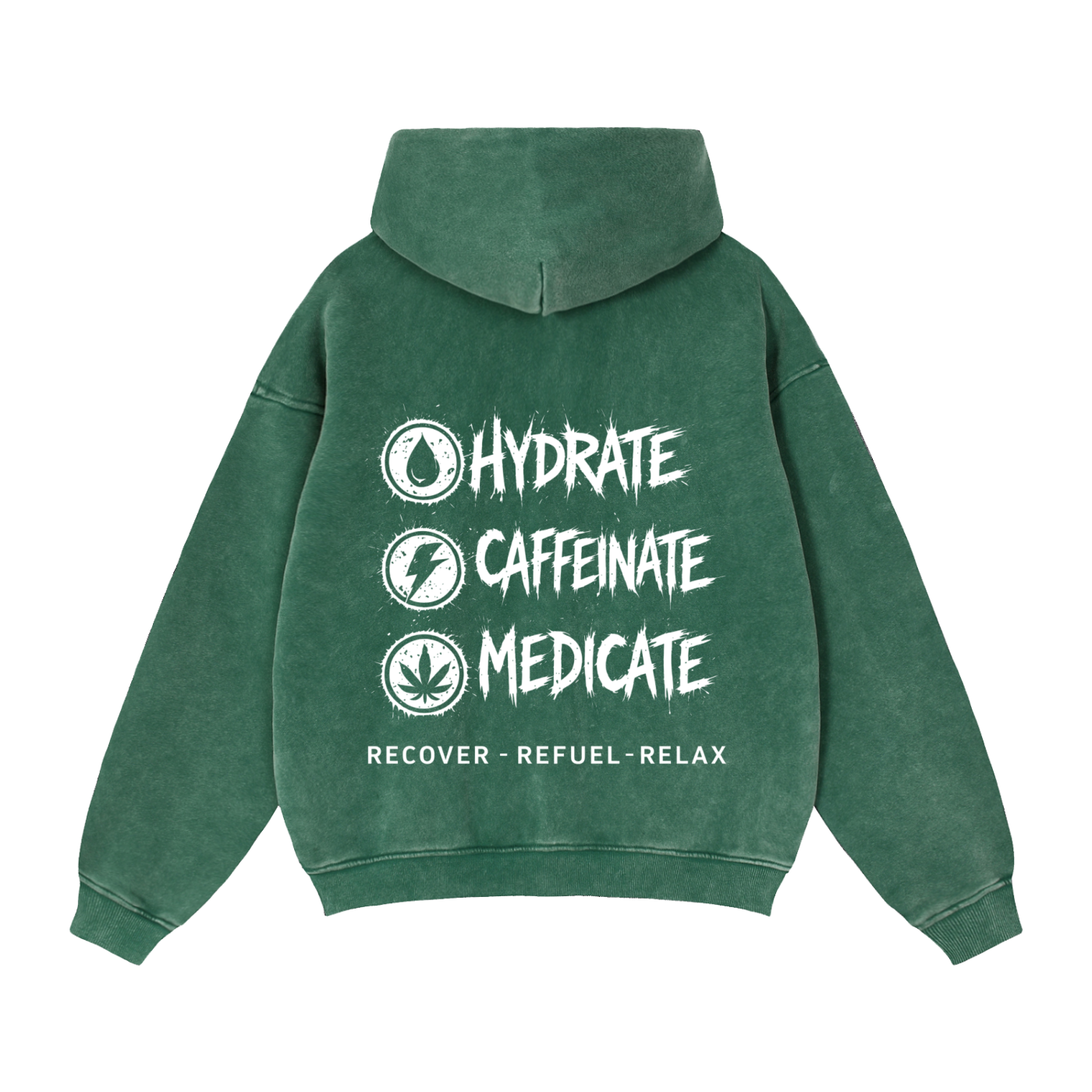 Zip-Through Boxy Fleece Hoodie | Hydrate, Caffeinate, Medicate