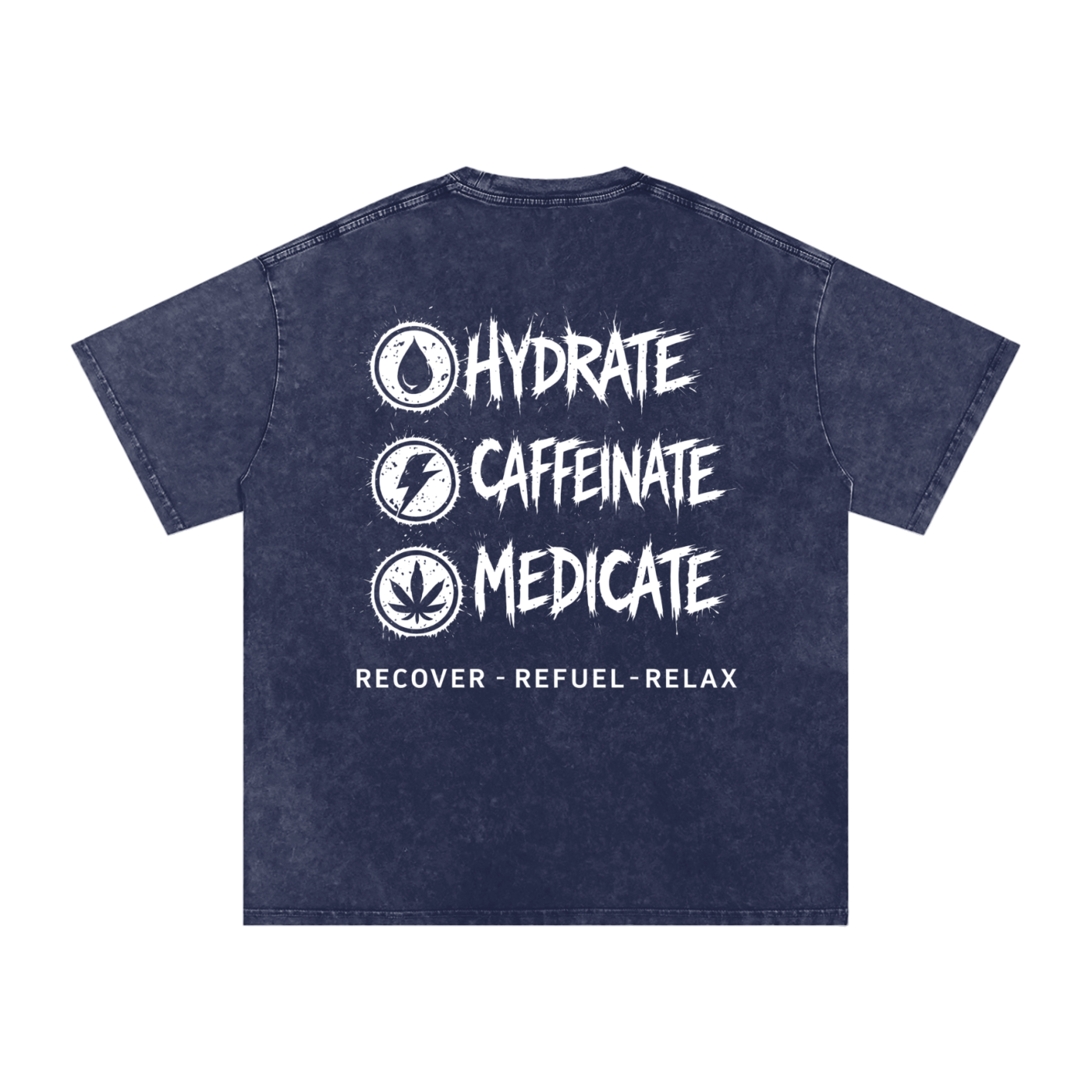 Snow Washed Oversized Cotton T-Shirt | Hydrate, Caffeinate, Medicate