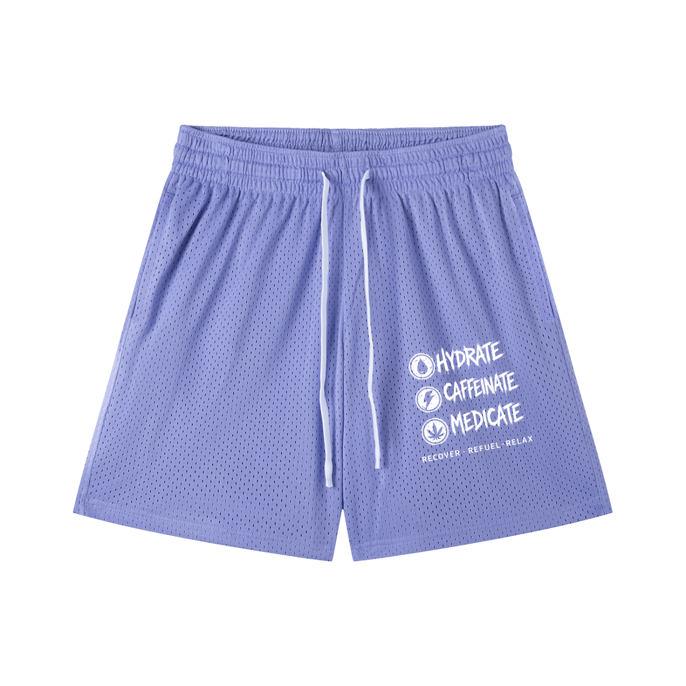 Mesh Drawstring Shorts | Hydrate, Caffeinate, Medicate