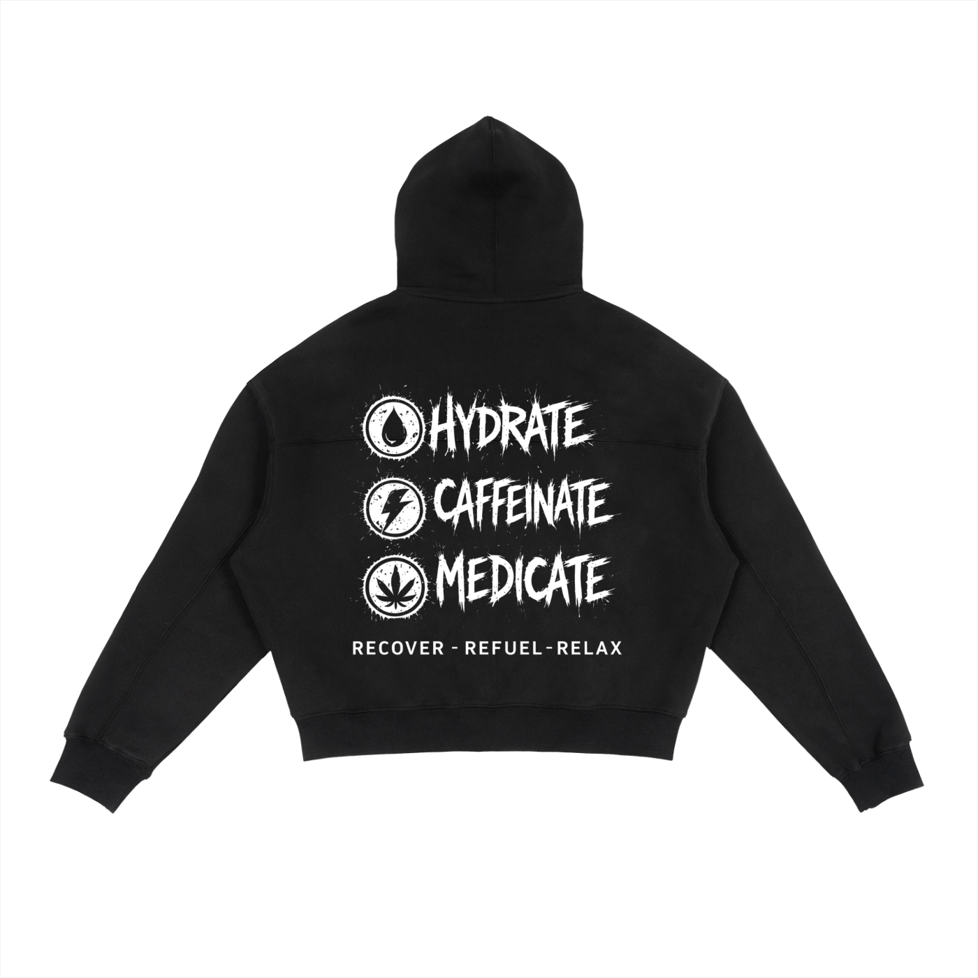 Fleece Zip-Up Boxy Hoodie | Hydrate, Caffeinate, Medicate