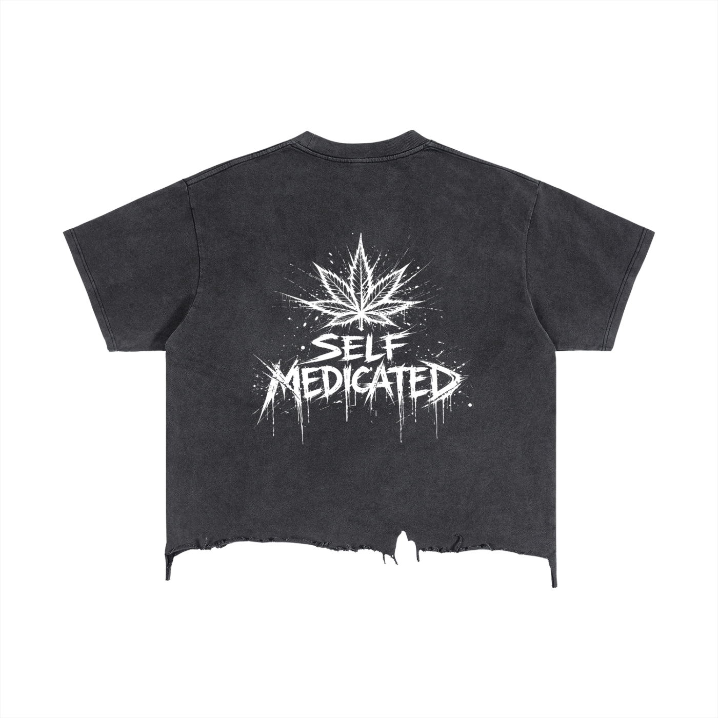 Vintage Wash Boxy Distressed Hem T-Shirt | Self Medicated