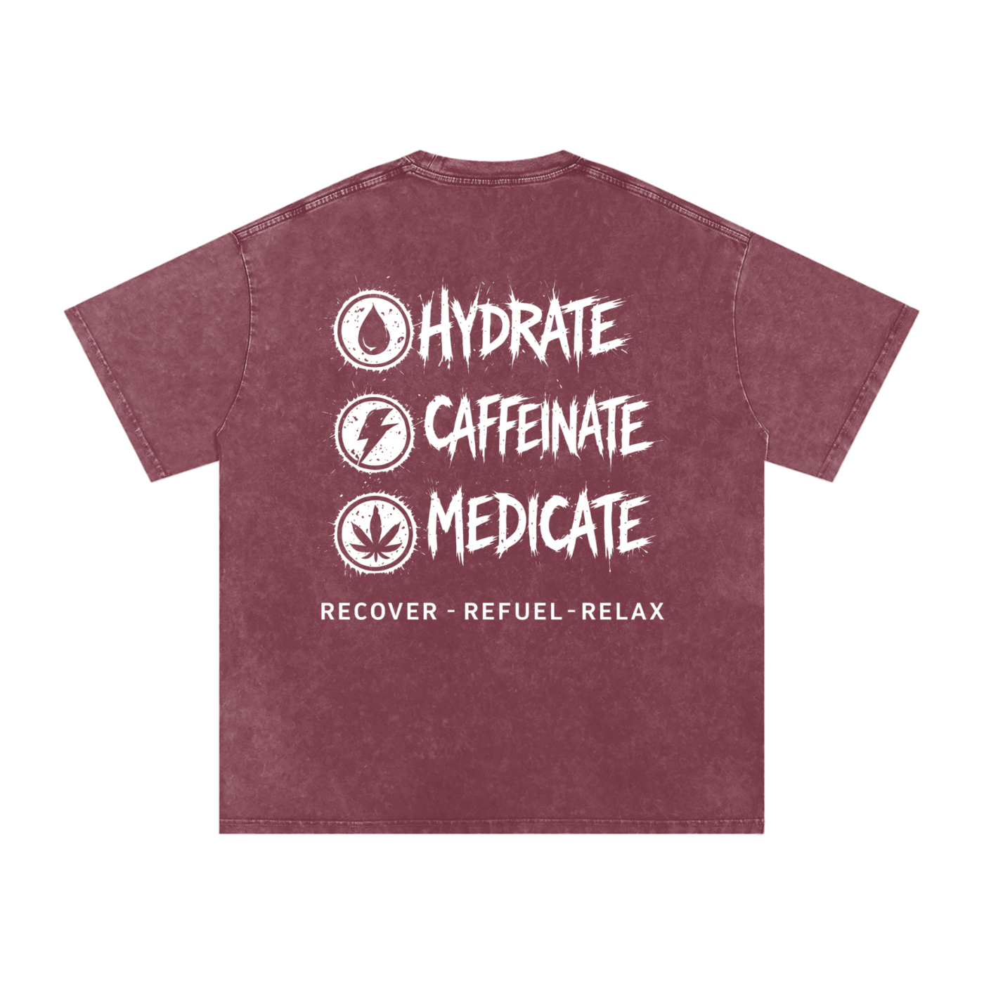 Snow Washed Oversized Cotton T-Shirt | Hydrate, Caffeinate, Medicate