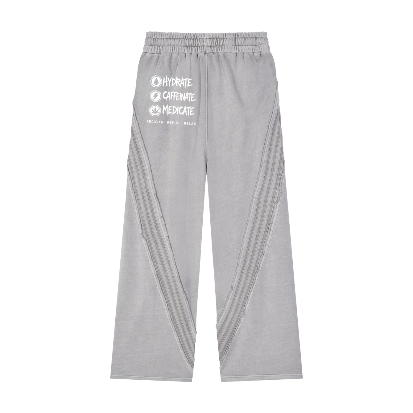 Snow Washed Tape Raw Edge Sweatpants | Hydrate, Caffeinate, Medicate