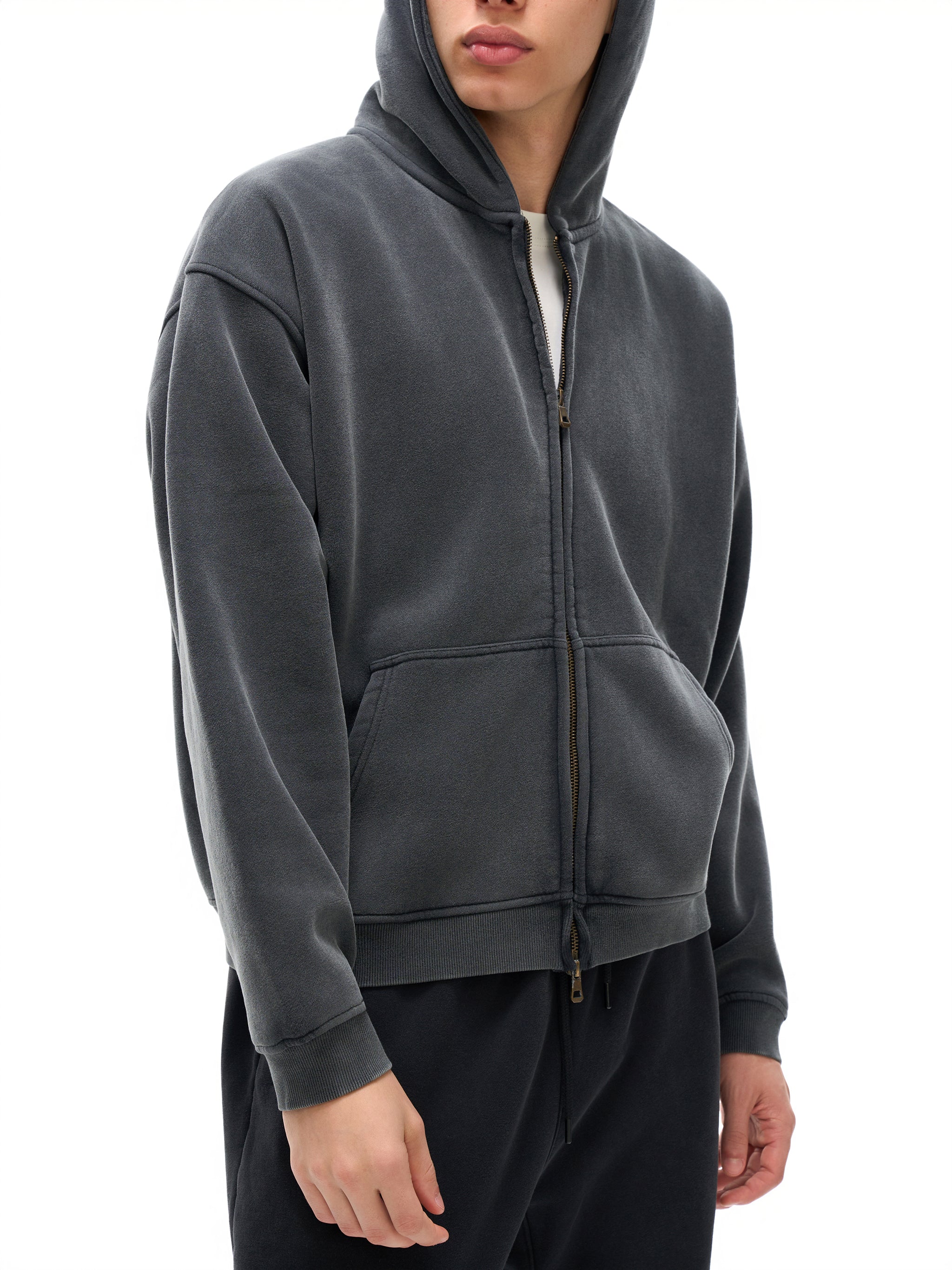 Zip-Through Boxy Fleece Hoodie | Hydrate, Caffeinate, Medicate