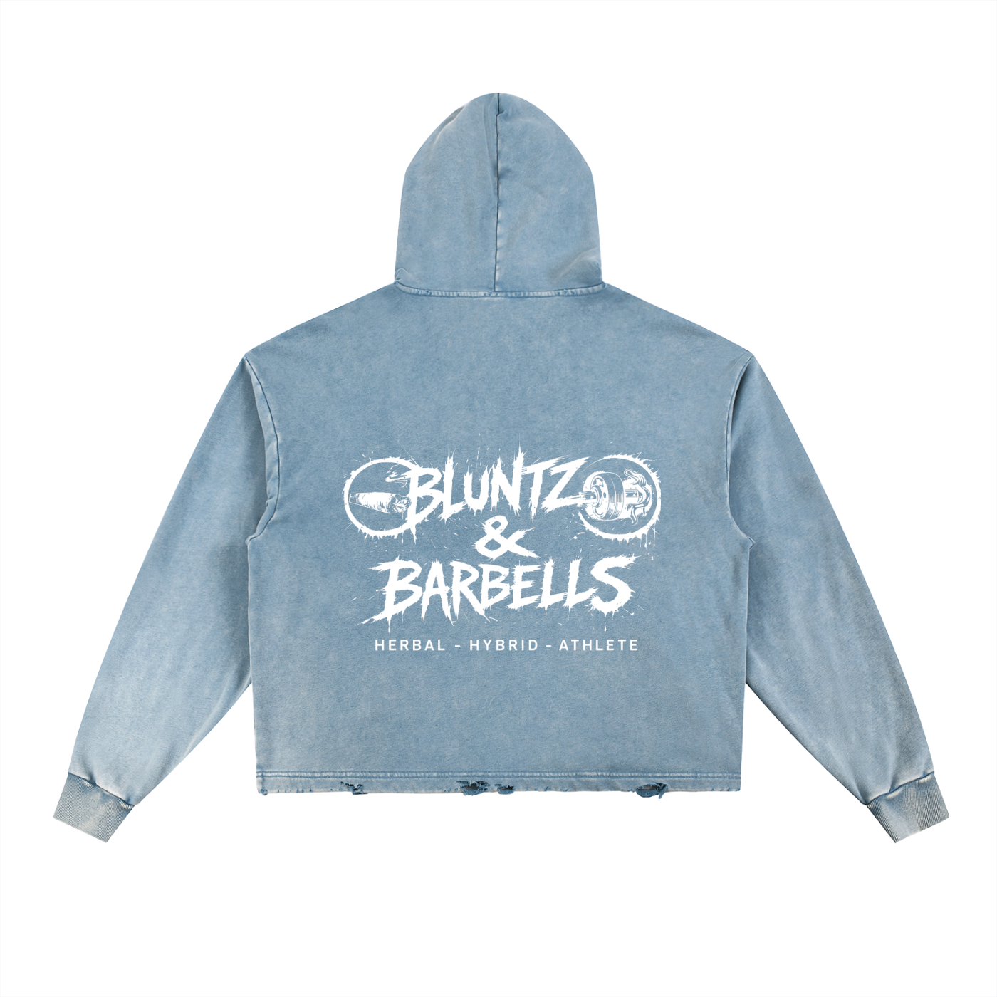 Vintage Washed Frayed-Hem Hoodie | Bluntz & Barbells