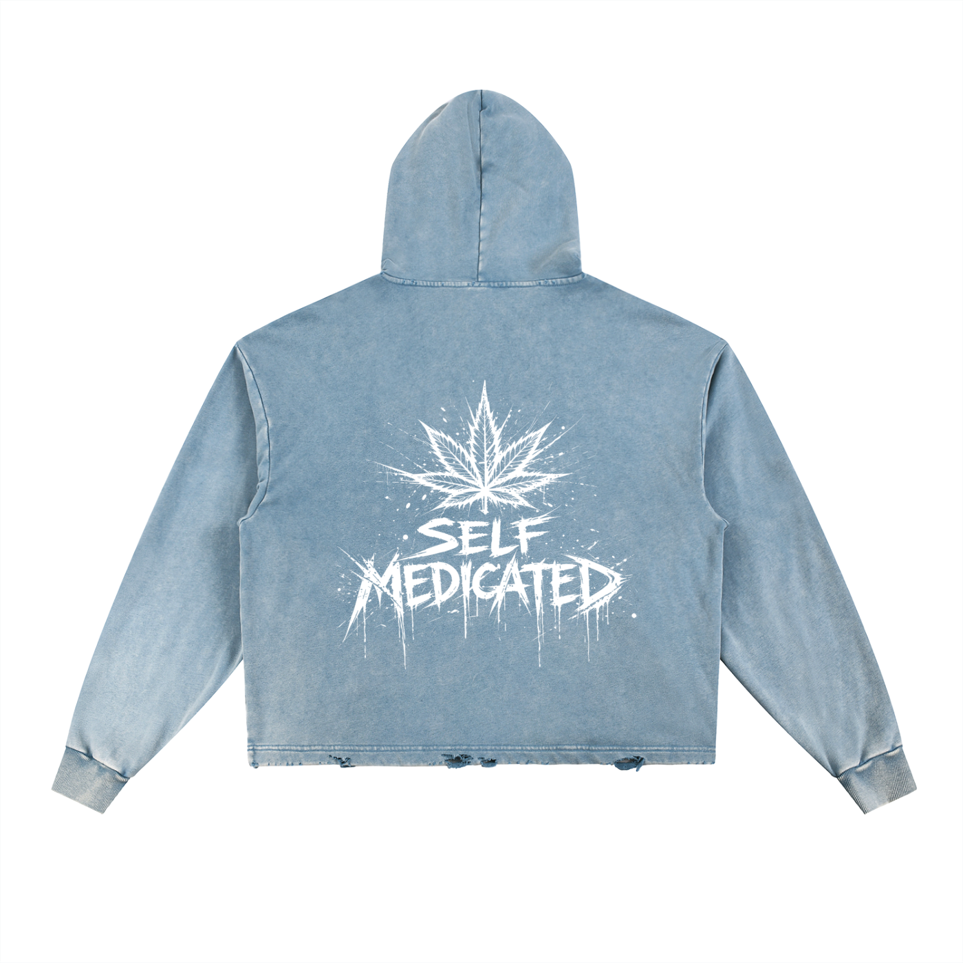 Vintage Washed Frayed-Hem Hoodie | Self Medicated