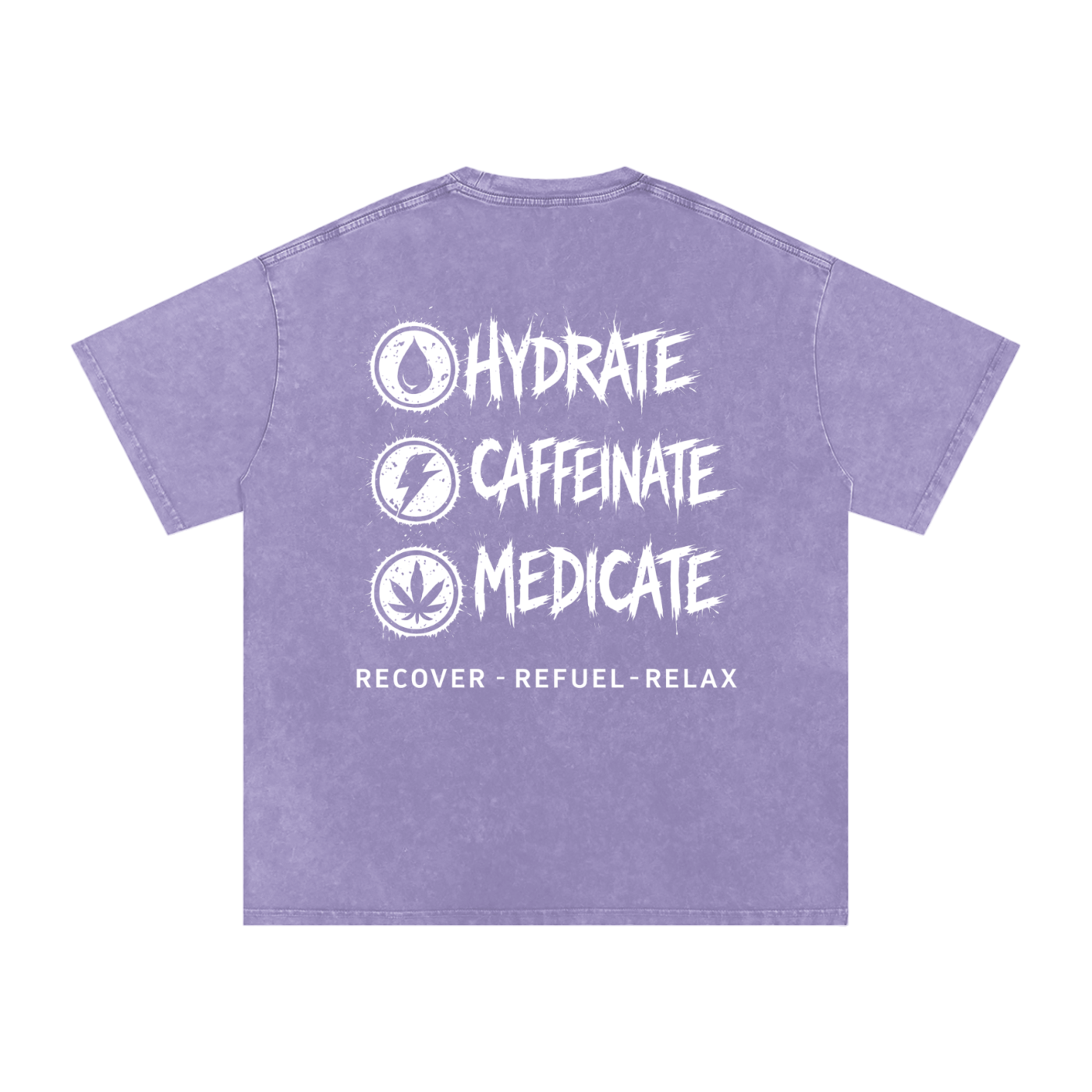 Snow Washed Oversized Cotton T-Shirt | Hydrate, Caffeinate, Medicate