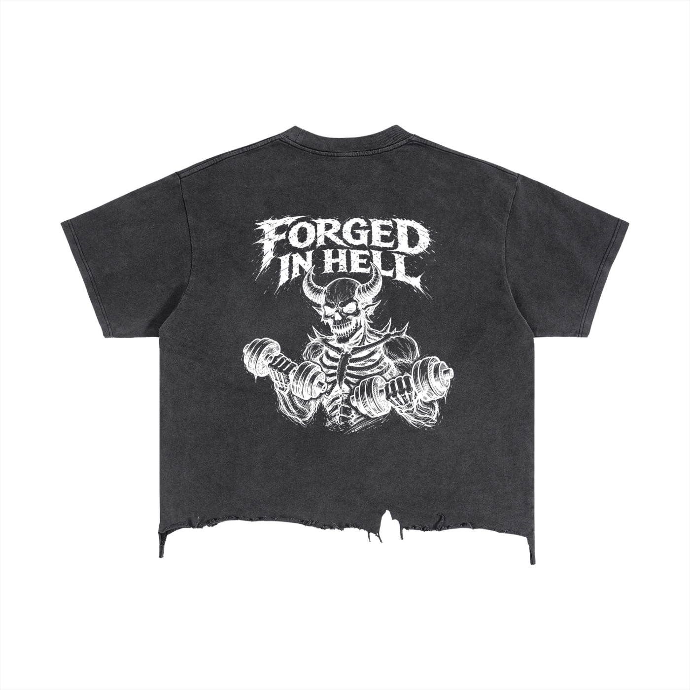 Vintage Wash Boxy Distressed Hem T-Shirt | Forged In Hell
