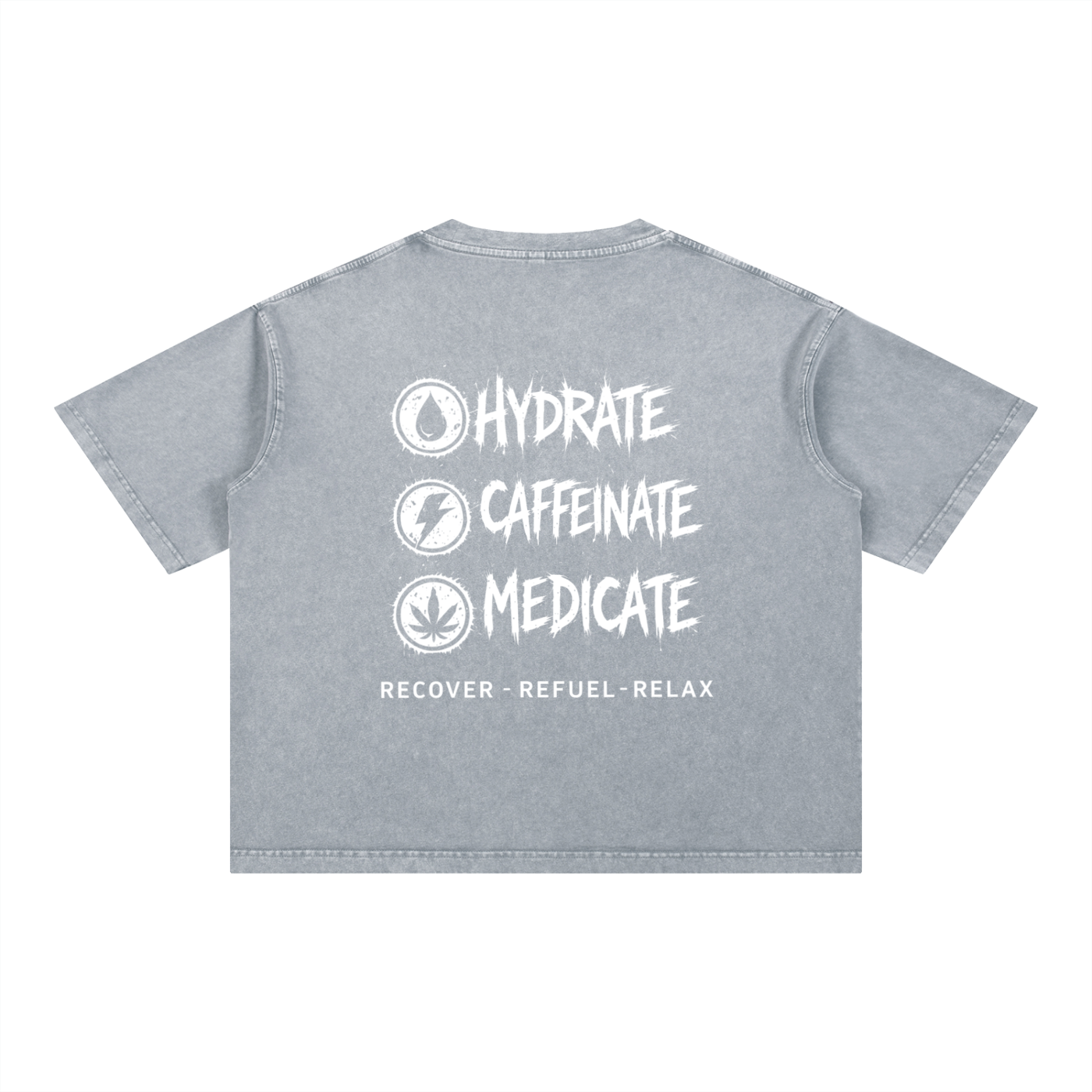 Mineral Wash Boxy Cotton T-Shirt | Hydrate, Caffeinate, Medicate