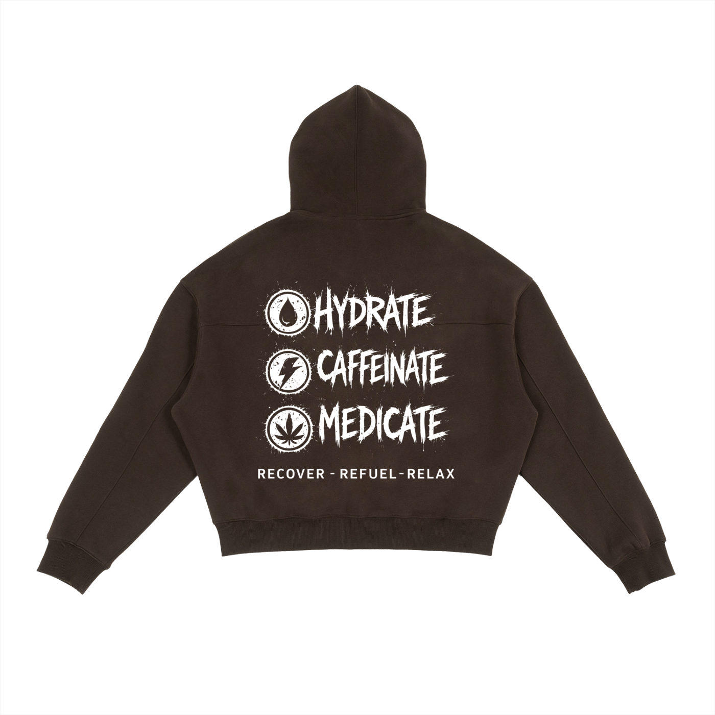 Fleece Zip-Up Boxy Hoodie | Hydrate, Caffeinate, Medicate