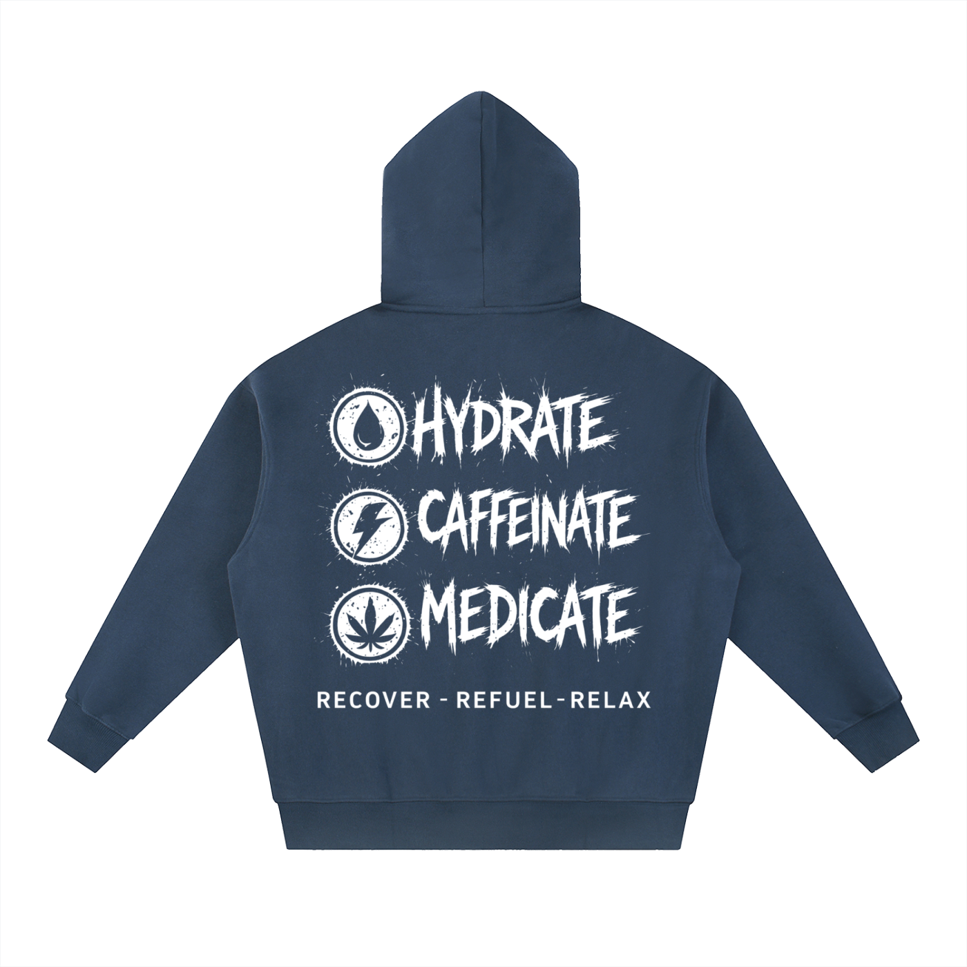 Essential Oversized Fleece Boxy Hoodie | Hydrate, Caffeinate, Medicate