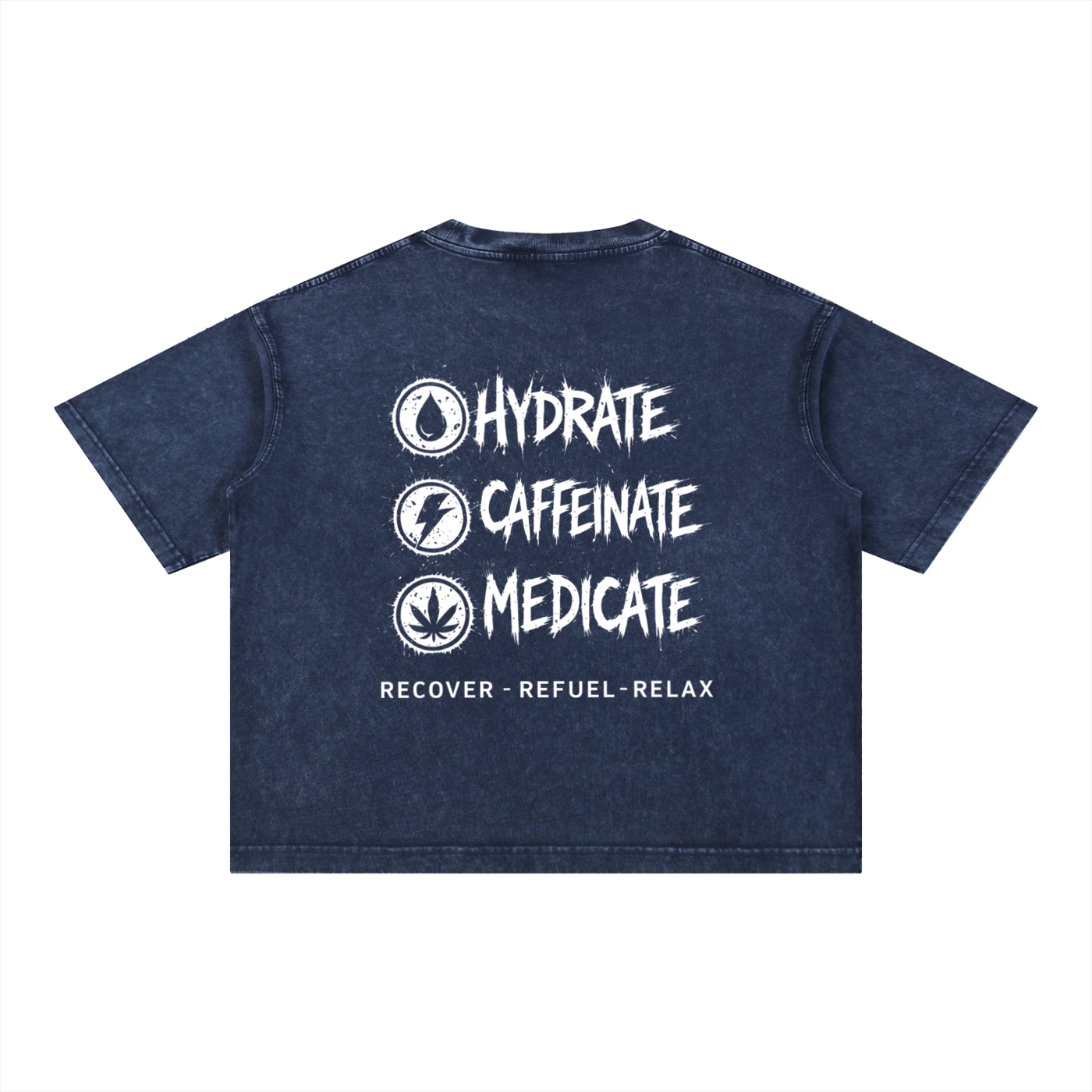 Mineral Wash Boxy Cotton T-Shirt | Hydrate, Caffeinate, Medicate