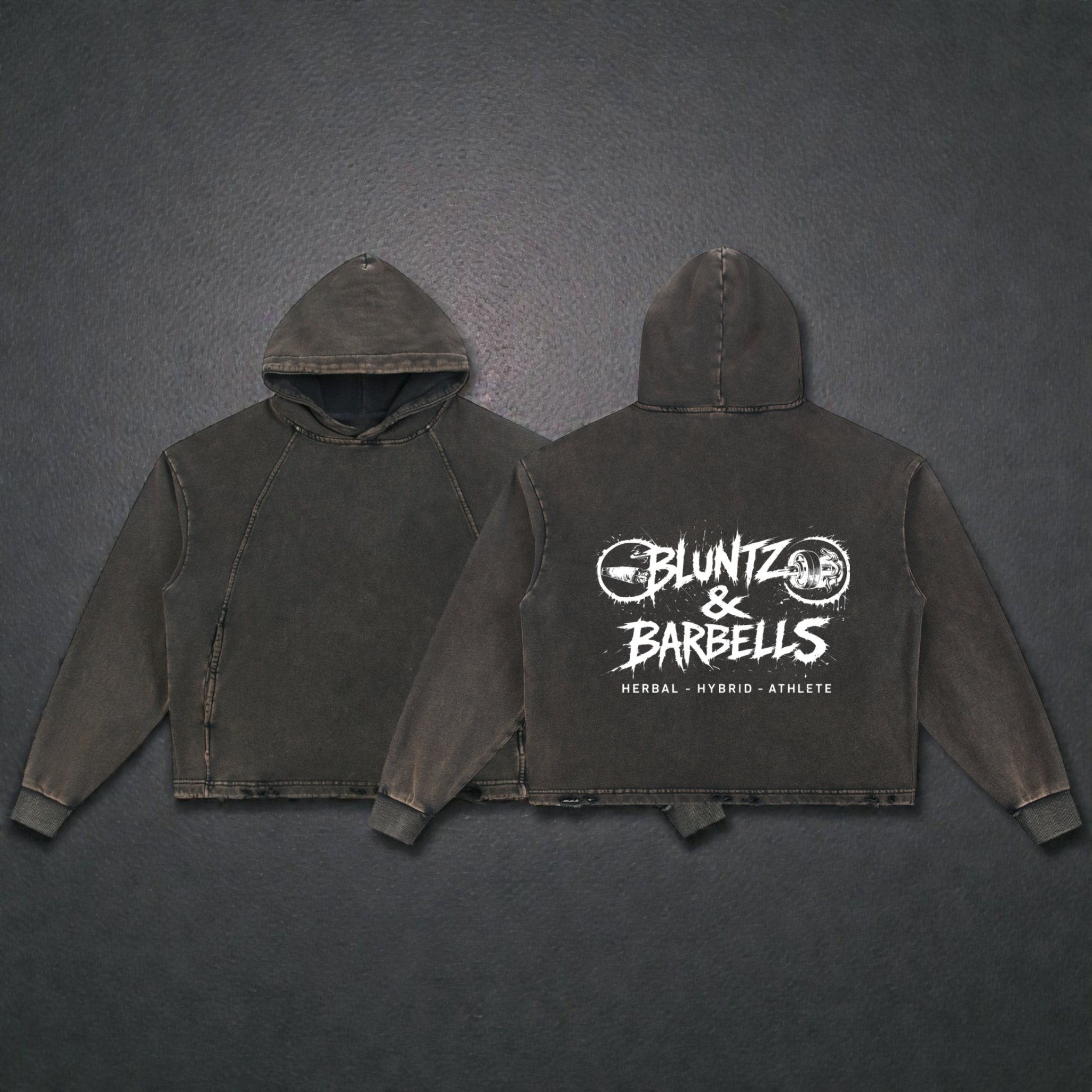 Vintage Washed Frayed-Hem Hoodie | Bluntz & Barbells