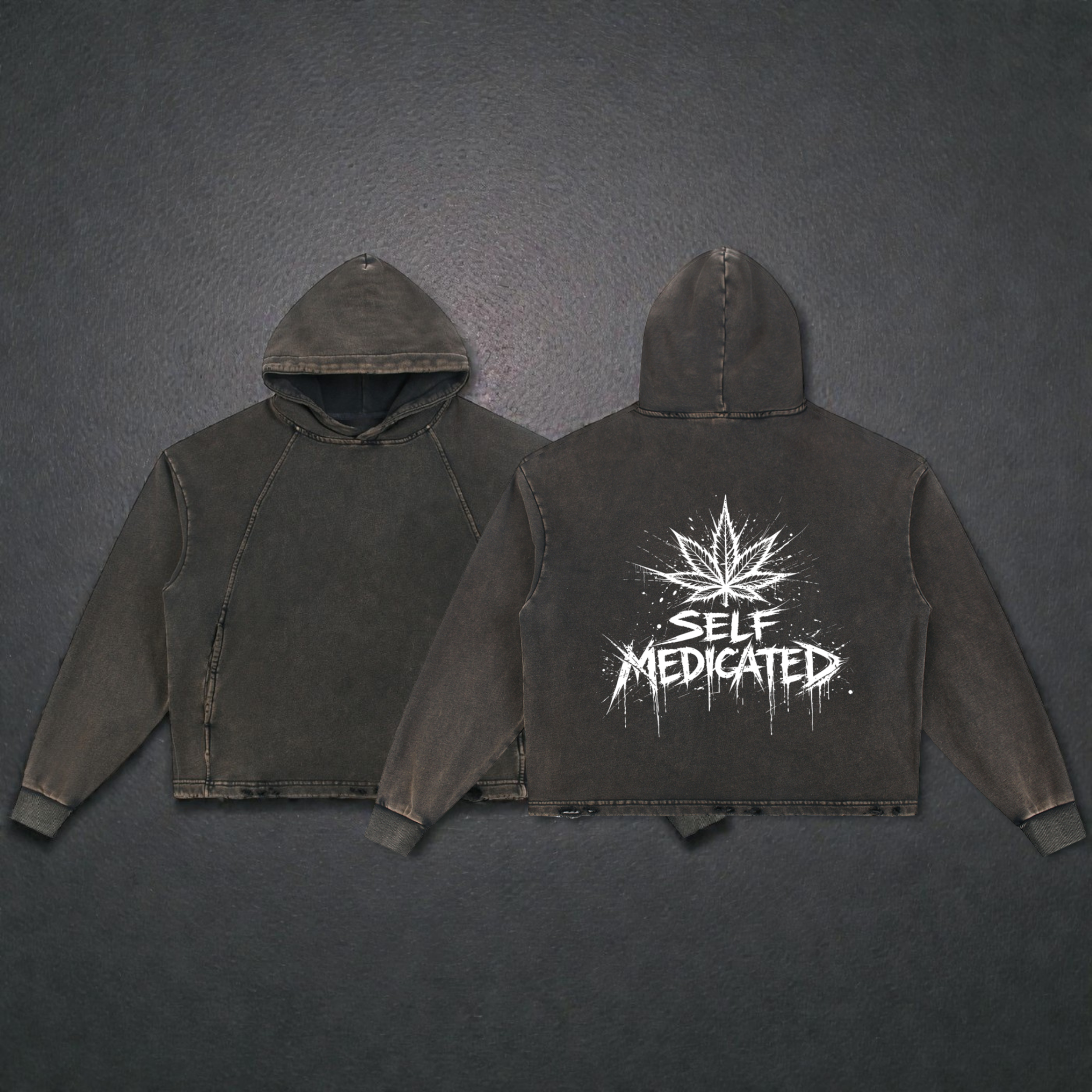 Vintage Washed Frayed-Hem Hoodie | Self Medicated