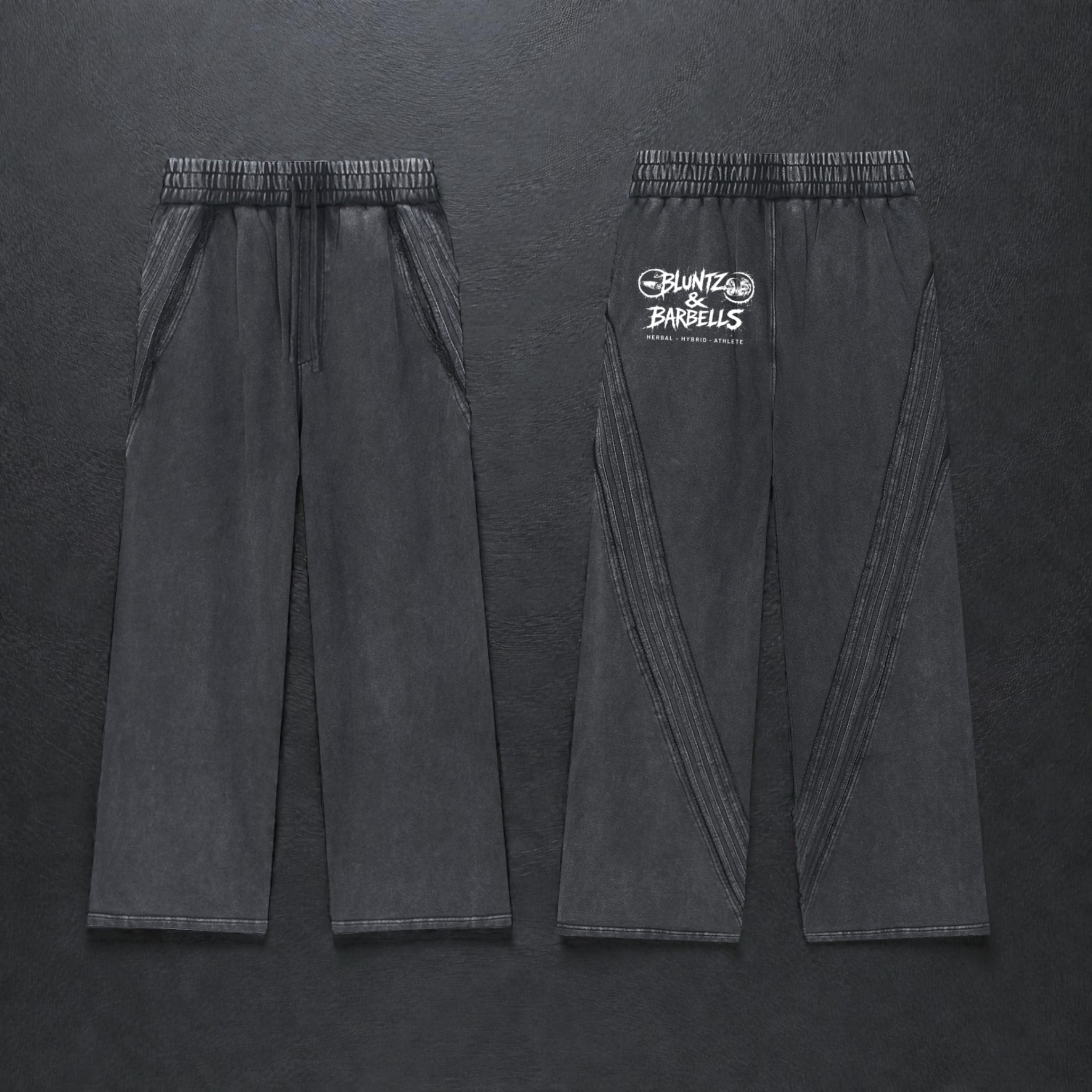 Snow Washed Tape Raw Edge Sweatpants | Bluntz & Barbells