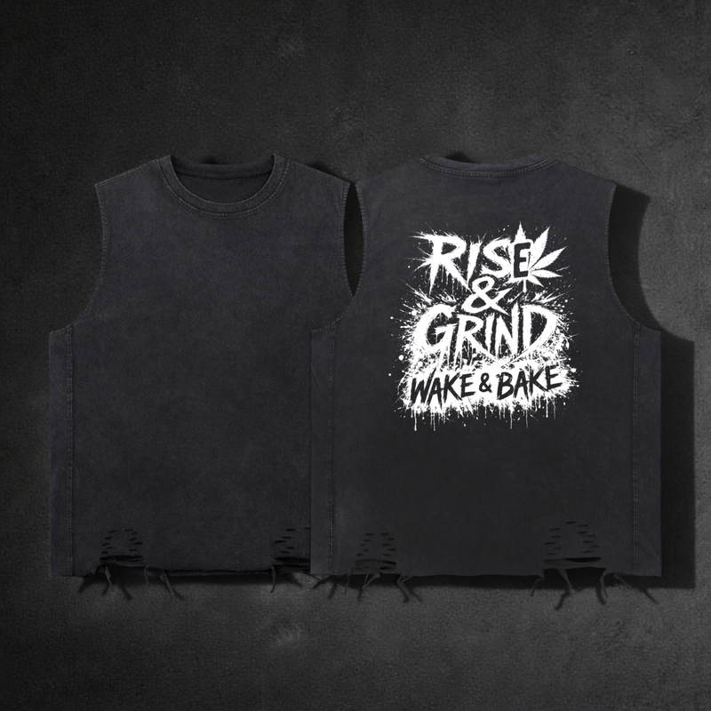 Snow Washed Raw-Hem Tank Top | Rise & Grind WAKE & BAKE EDITION