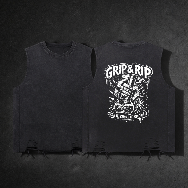 Snow Washed Raw-Hem Tank Top | Grip & Rip