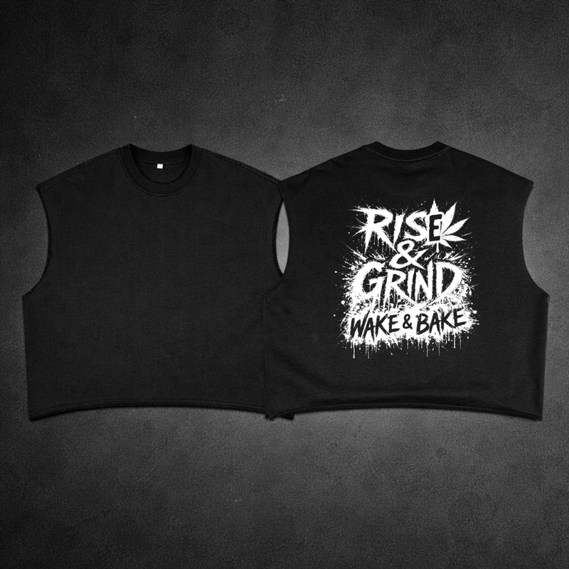 French Terry Boxy Tank Top | Rise & Grind WAKE & BAKE EDITION