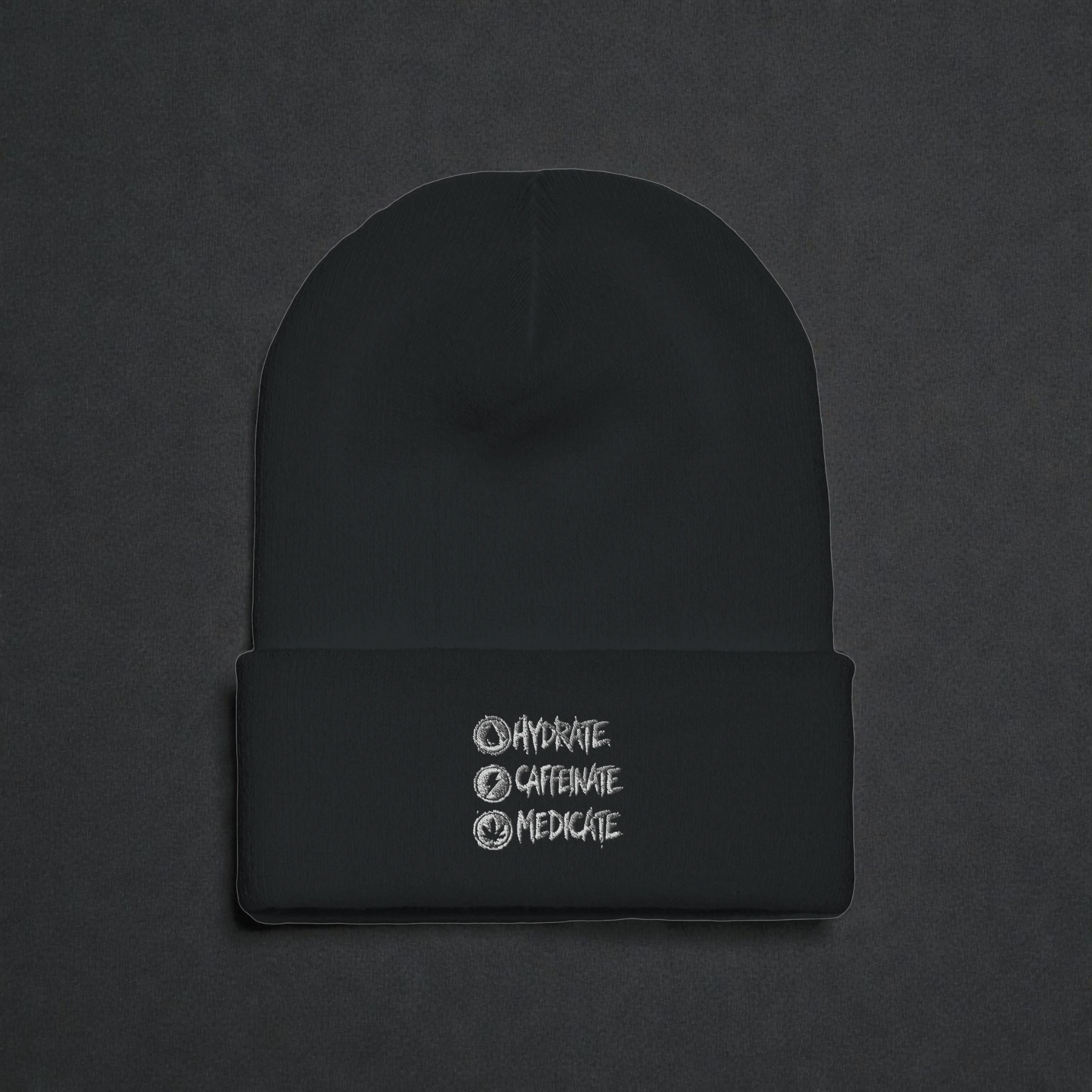 Cuffed Beanie | Hydrate, Caffeinate, Medicate