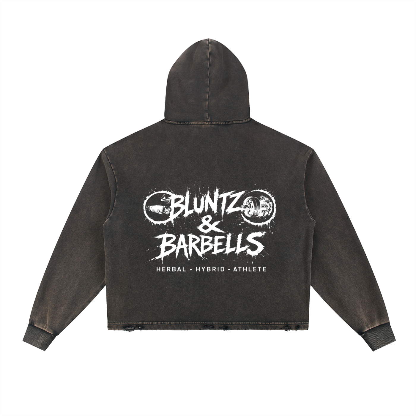 Vintage Washed Frayed-Hem Hoodie | Bluntz & Barbells