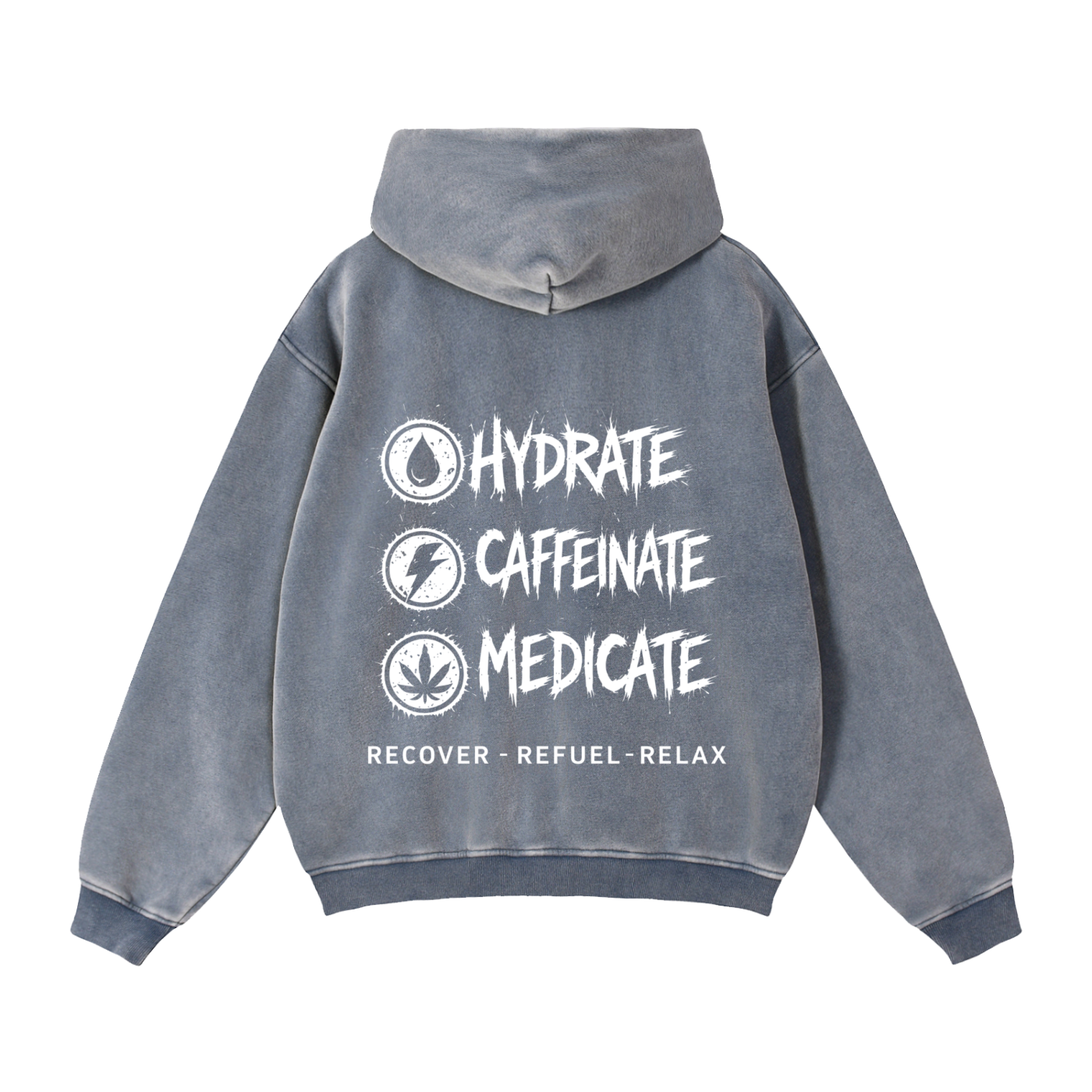 Zip-Through Boxy Fleece Hoodie | Hydrate, Caffeinate, Medicate