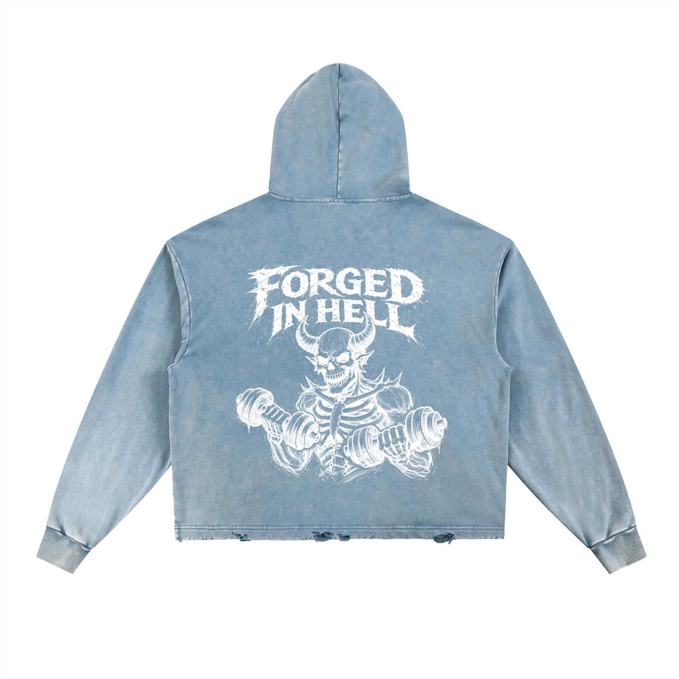 Vintage Washed Frayed-Hem Hoodie | Forged In Hell
