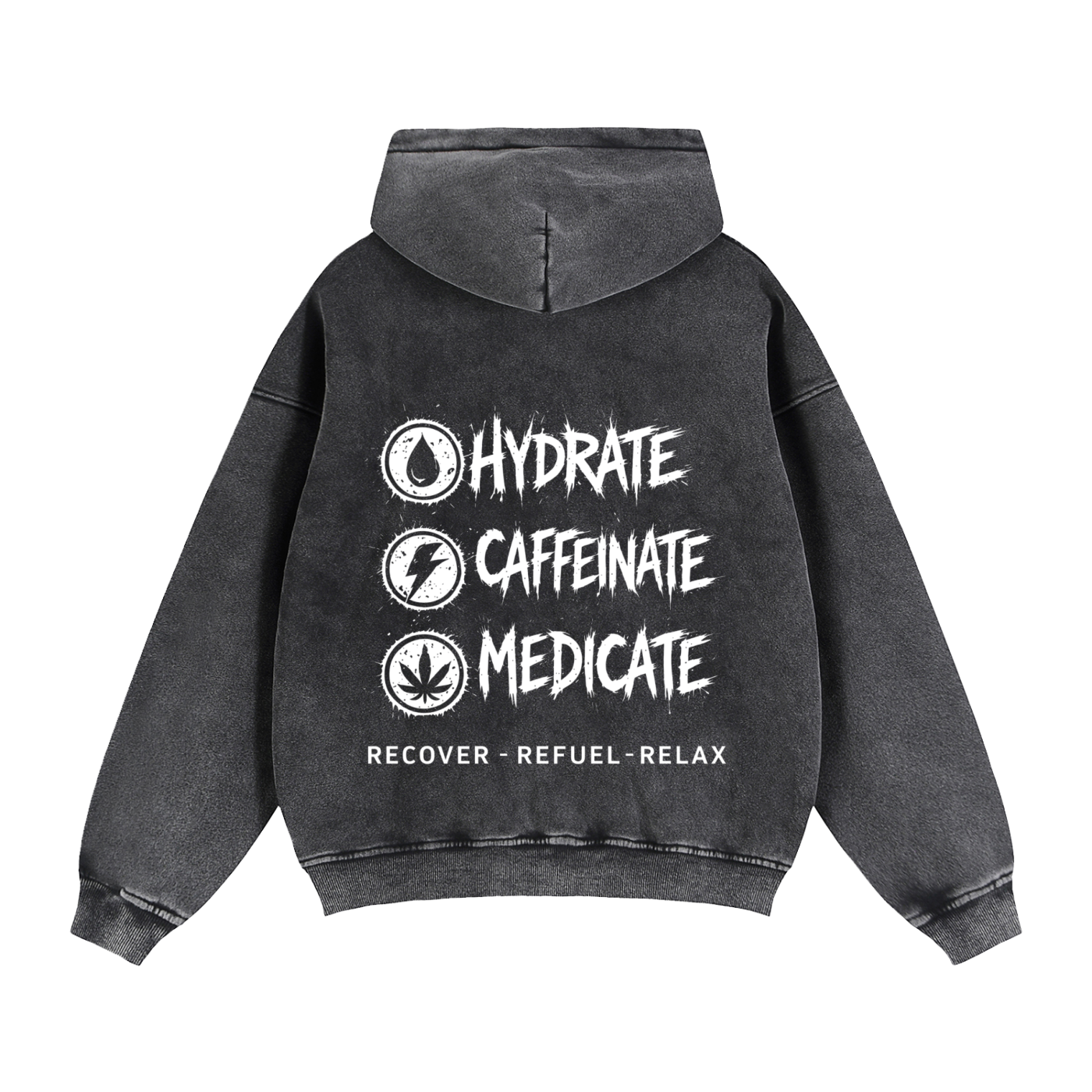 Zip-Through Boxy Fleece Hoodie | Hydrate, Caffeinate, Medicate