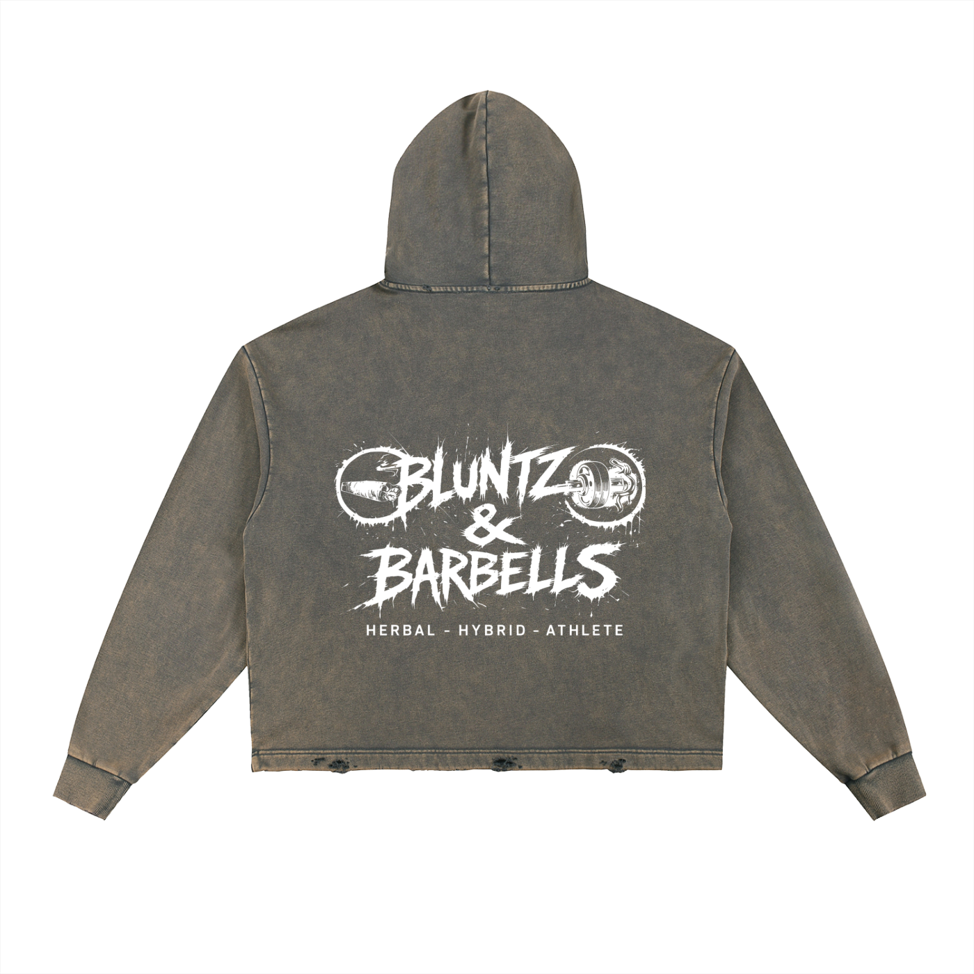 Vintage Washed Frayed-Hem Hoodie | Bluntz & Barbells