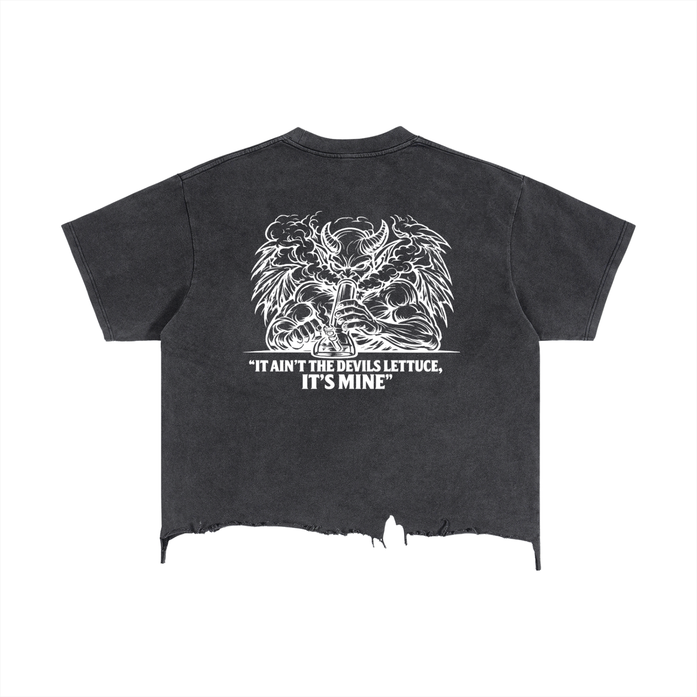 Vintage Wash Boxy Distressed Hem T-Shirt | Devils Lettuce