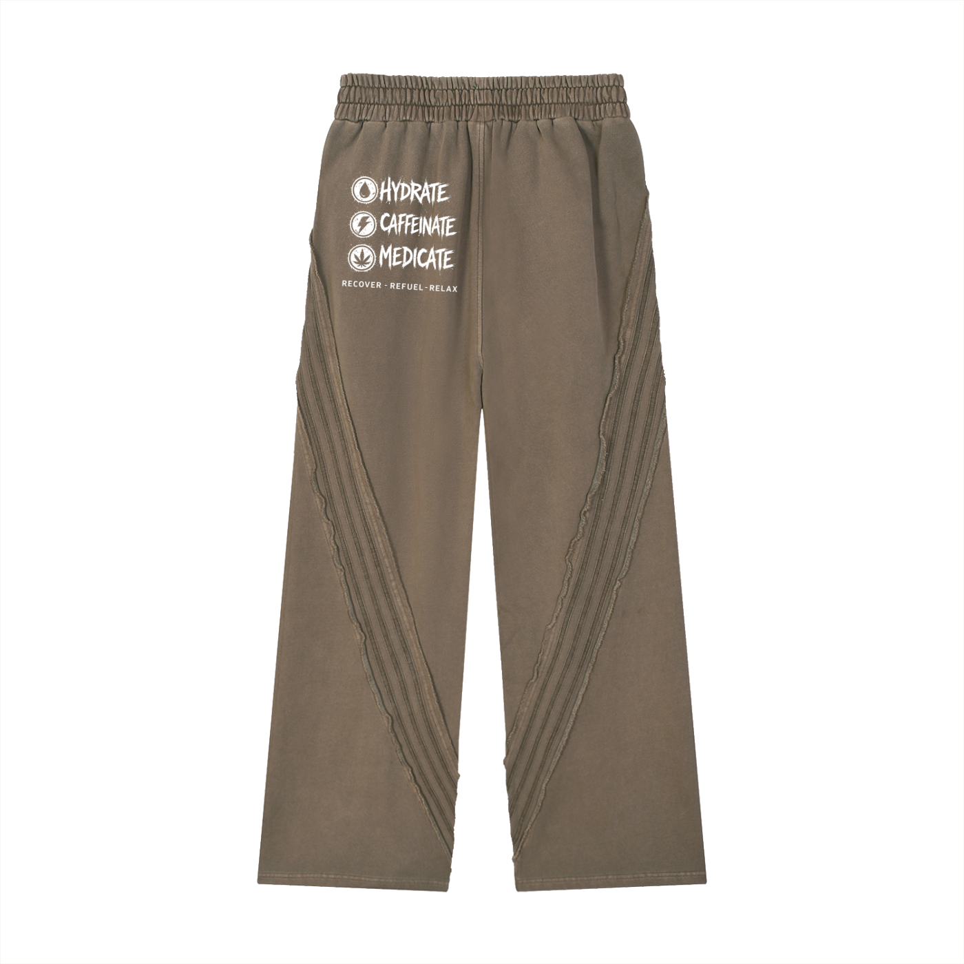Snow Washed Tape Raw Edge Sweatpants | Hydrate, Caffeinate, Medicate
